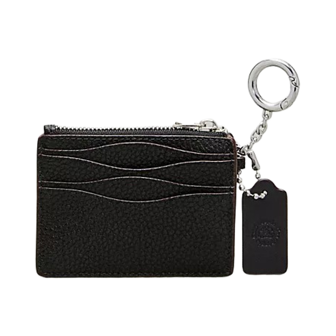코치 코치토피아 레더 웨이비 집 카드 케이스 키링 블랙(Coach Wavy Zip Card Case with Key Ring in Coachtopia Leather Black) - 2