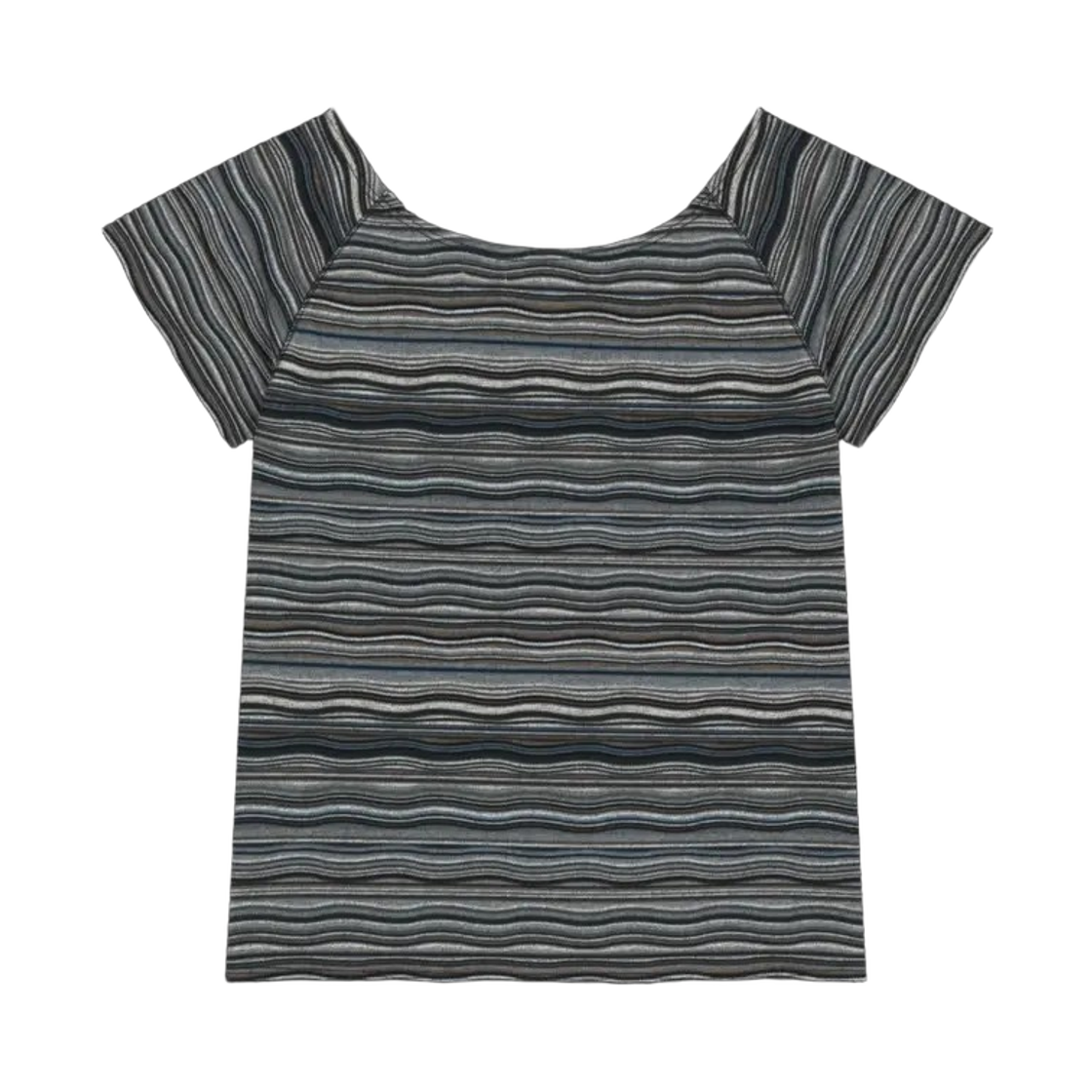 (W) 코이세이오 웨이브 스트라이프 니트 티셔츠 네이비((W) Coyseio Wave Stripe Knit T-Shirt Navy) - 2