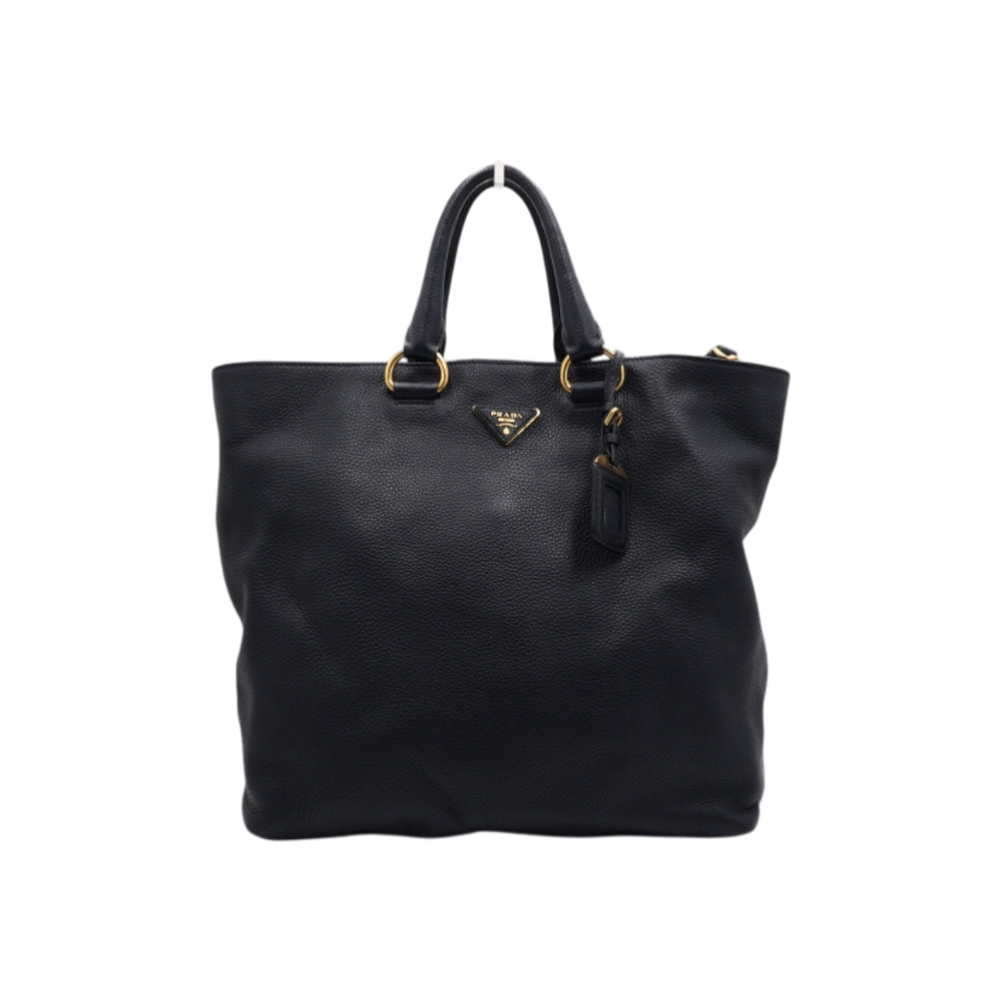 ITJMQWBMM3I8 Prada BN1713 Blue Vitello Daino Gold Logo Tote and Shoulder Bag