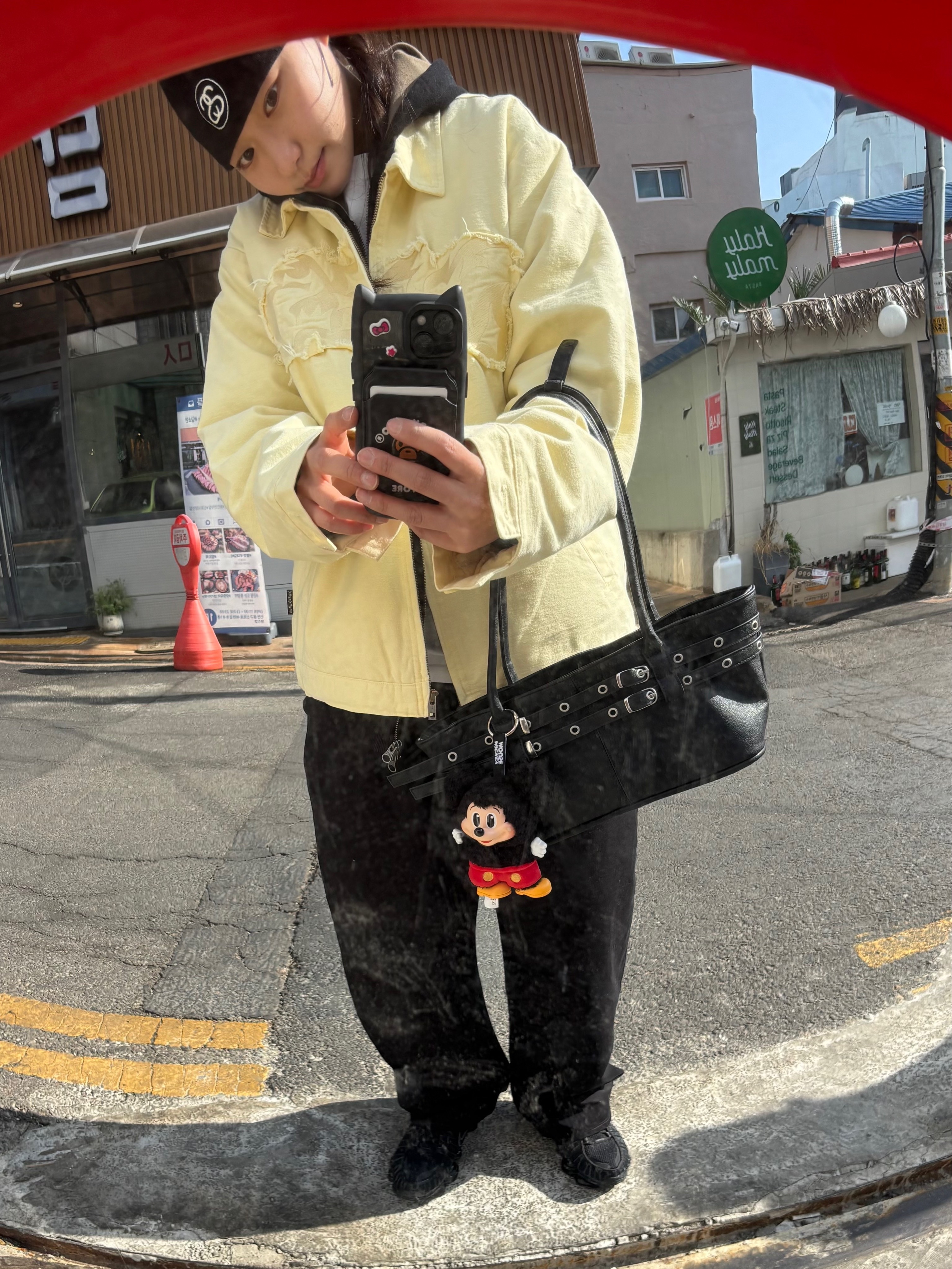 Stussy Exposed Stitch Skullcap Black, (W) Nike Shox TL Black and Max Orange 착용 스타일 - 1