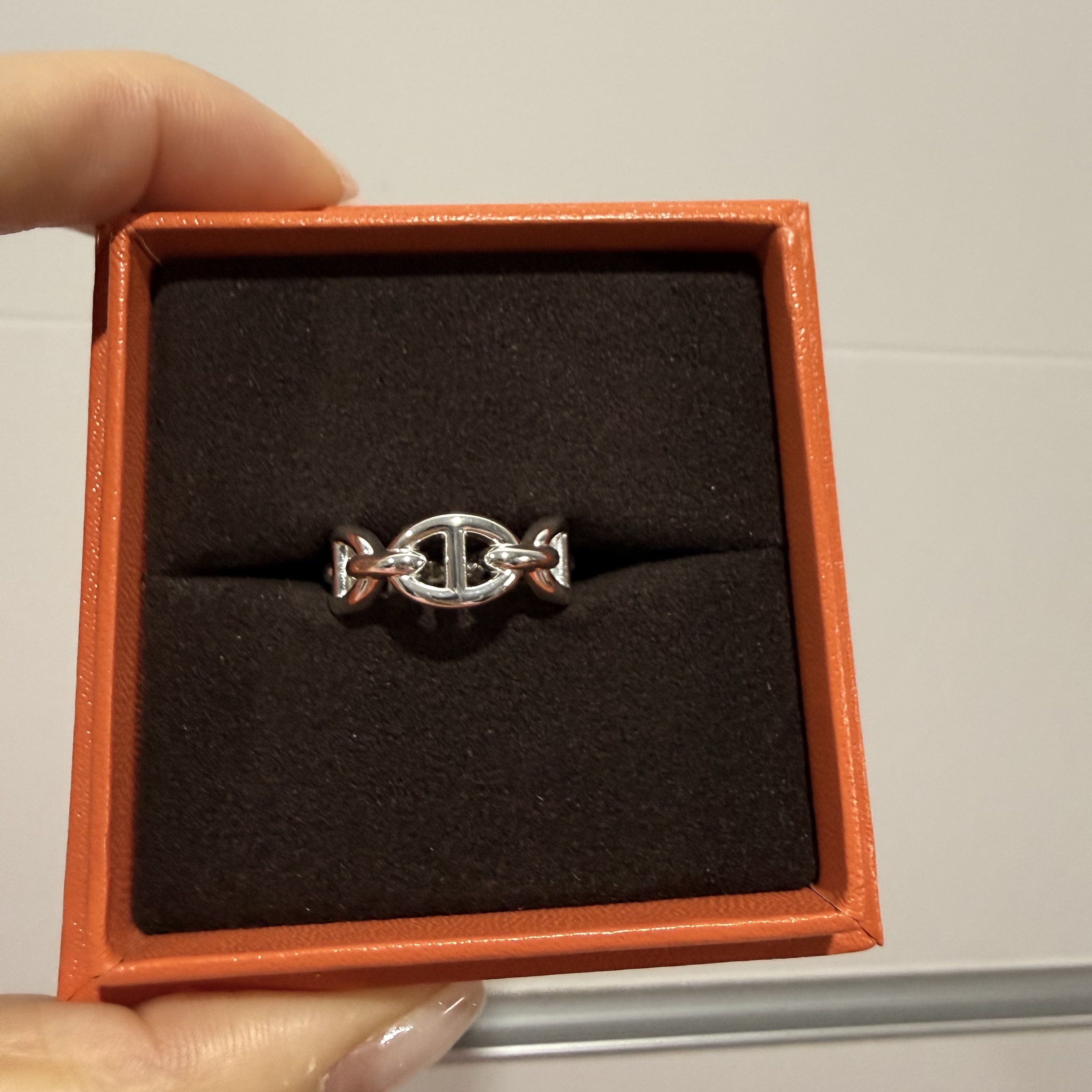 (W) Hermes Small Chaine D'Ancre Enchainee Ring Sterling Silver 착용 스타일 - 3