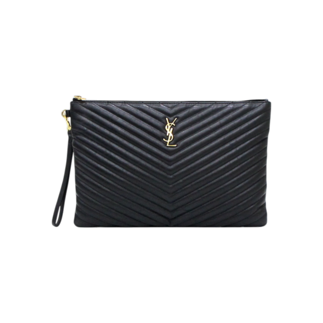 ITDBQPIETLW2 Saint Laurent Monogram Matelasse Large Document Clutch with Gold Hardware
