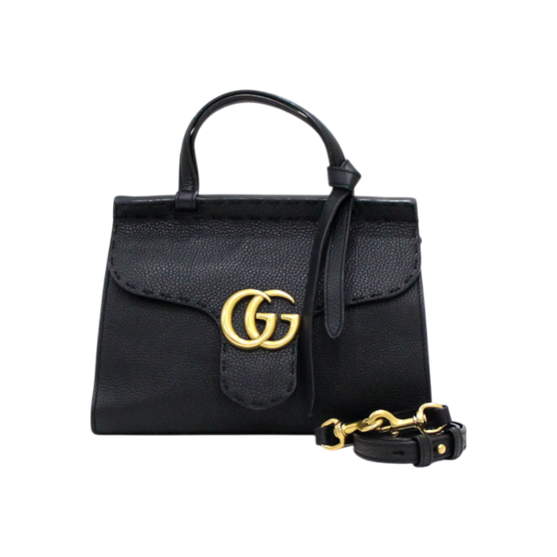 ITPACJIHAEOB Gucci 442622 Black GG Marmont Mini Top Handle Tote Bag & Shoulder Bag