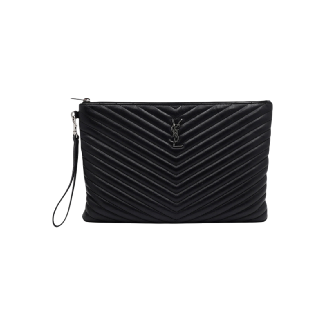 ITW8IEBAHO83 Saint Laurent Monogram Matelasse Large Silver Clutch Bag