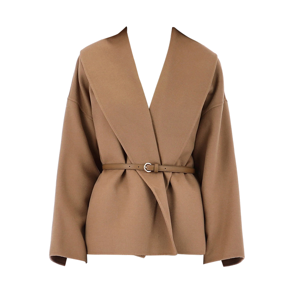 (W) 막스마라 스튜디오 수게로 울 캐시미어 실크 로브 코트 카멜((W) Max Mara Studio Sughero Wool Cashmere Silk Robe Coat Camel)