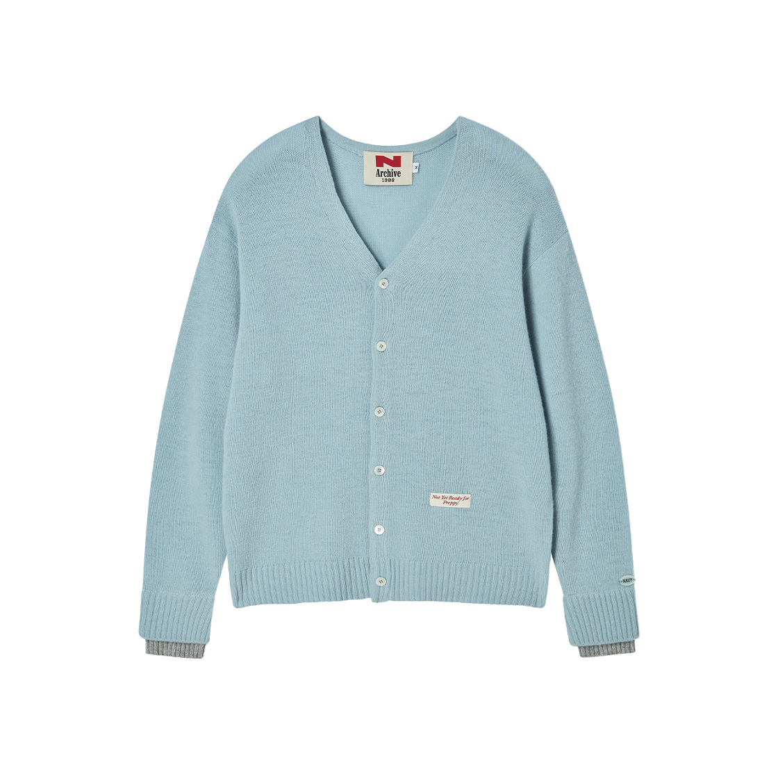 엔 아카이브 더블 커프스 수퍼 파인 울 가디건 스카이 블루