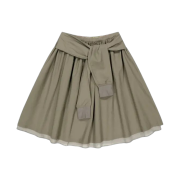 (W) Coyseio Strap Shirring Skirt Ash Brown
