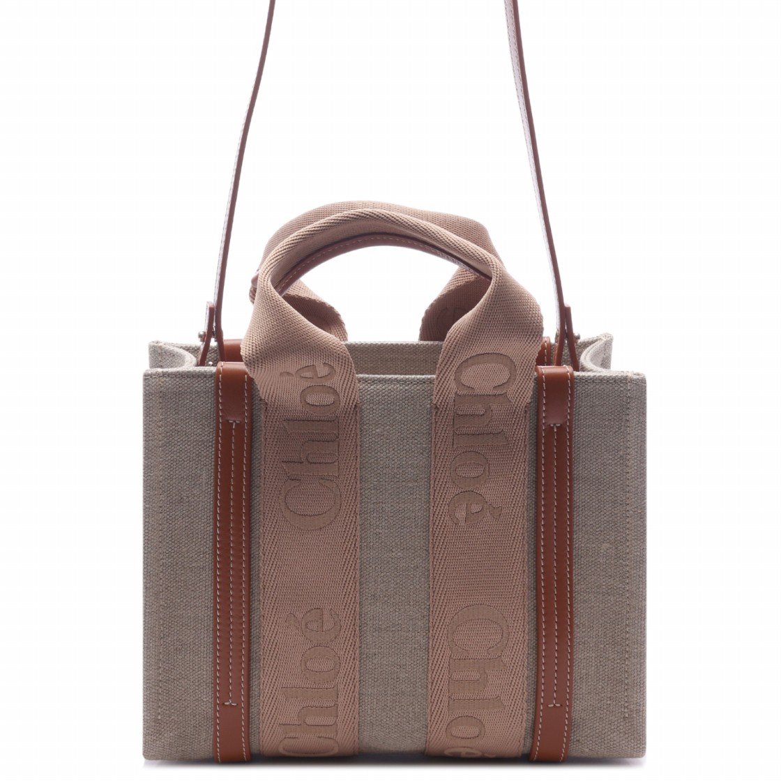 [20% 쿠폰] 끌로에 린넨 스몰 우디 토트백 소프트 탄([20% 쿠폰] Chloe Small Woody Tote Bag in Linen Soft Tan) - 2