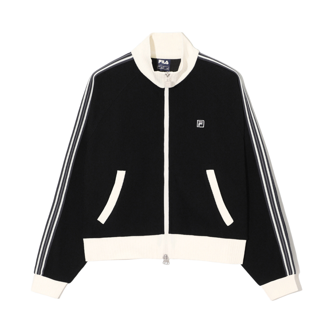 [6% 적립] 휠라 1911 여성 니트 트랙 집업 블랙