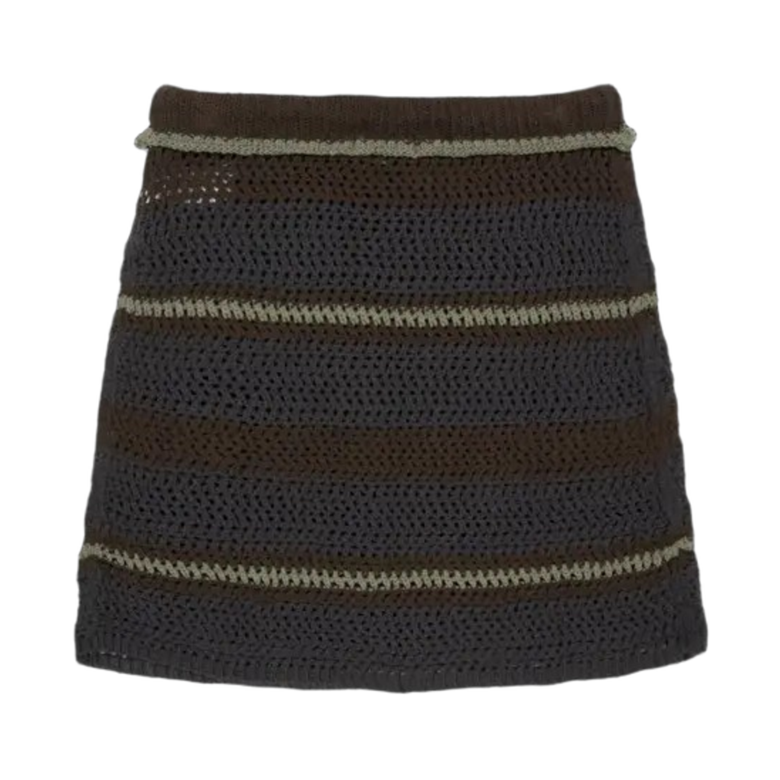 (W) 코이세이오 스트라이프 레이어드 니트 스커트 브라운((W) Coyseio Stripe Layered Knit Skirt Brown) - 2