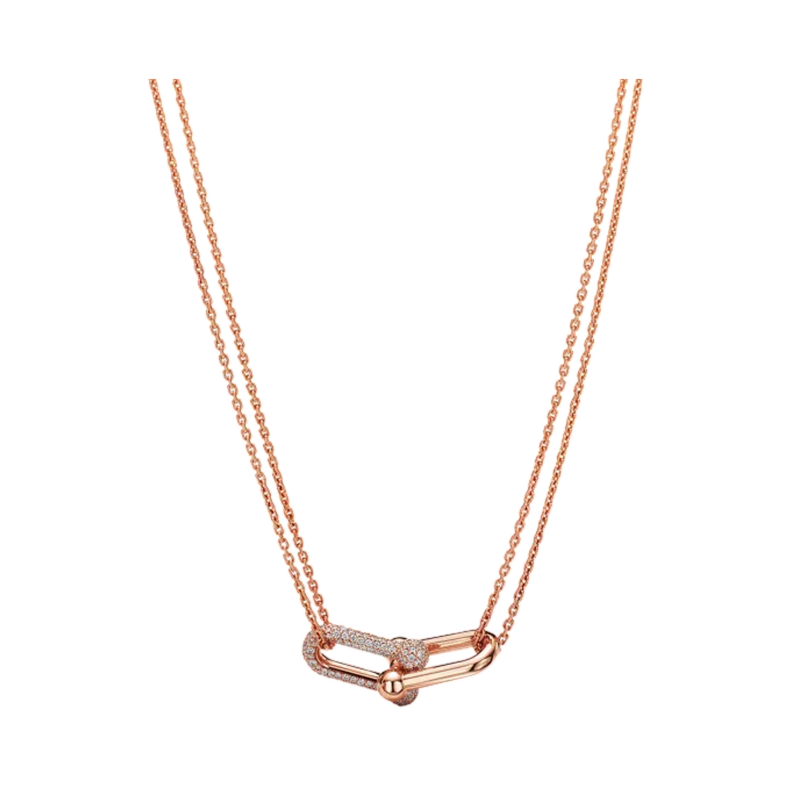 티파니 앤 코 티파니 하드웨어 라지 더블 링크 펜던트 로즈 골드 파베 다이아몬드(Tiffany & Co. Tiffany HardWear Large Double Link Pendant Rose Gold with Pavé Diamonds) - 1