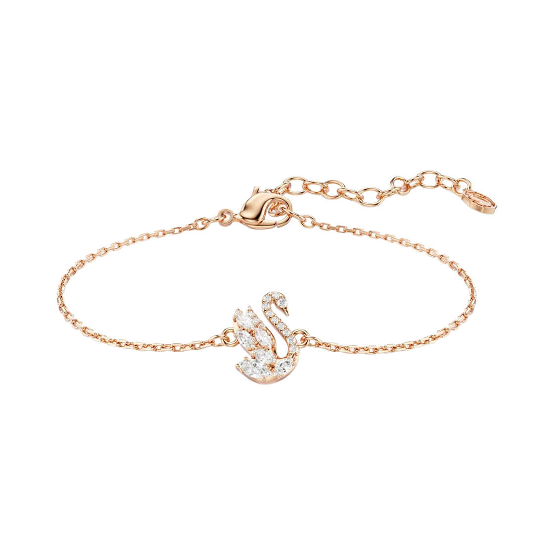 (W) 스와로브스키 스완 브레이슬릿 믹스 컷 스완 화이트 로즈골드 플래팅((W) Swarovski Swan Bracelet Mixed Cut Swan White Rose Gold Plated)