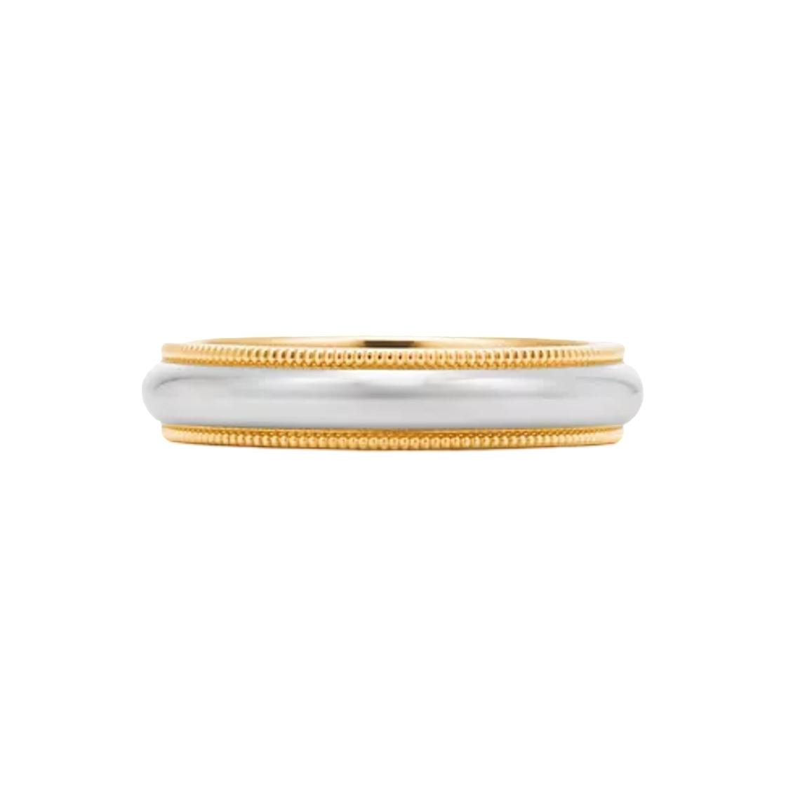 60000986 Tiffany & Co. Tiffany Together Milgrain Band Ring Platinum and Yellow Gold 4mm