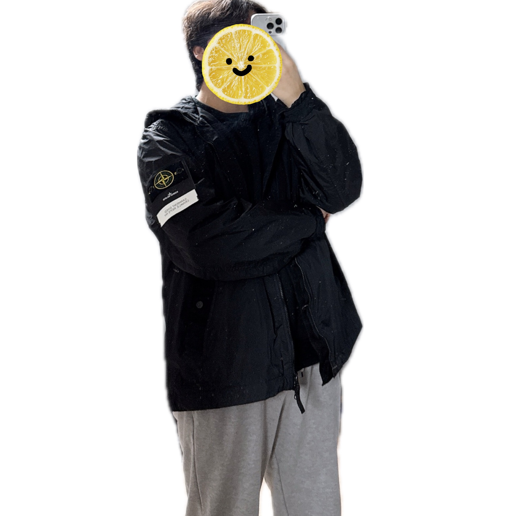 Stone Island 4100001 Crinkle Reps NY Hooded Jacket with Wind Resistance and Anti-Drop Black - 26SS 착용 스타일
