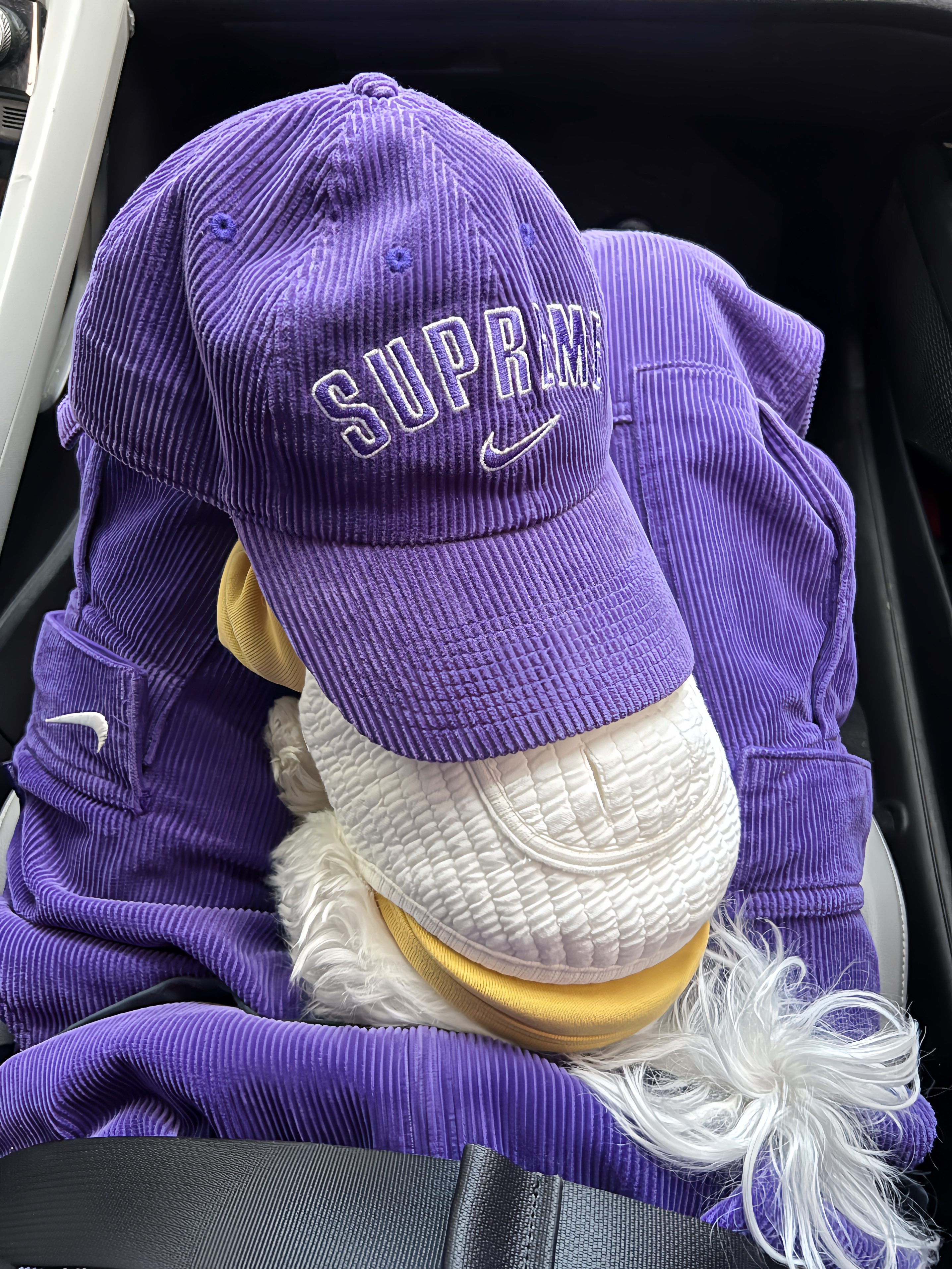 Supreme x Nike Arc Corduroy 6-Panel Purple - 22SS, Supreme x Nike Arc Corduroy Hooded Jacket Purple - 22SS 착용 스타일 - 1