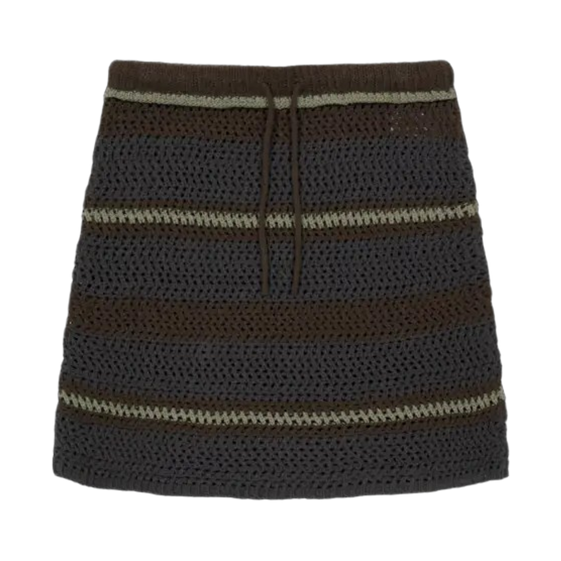- (W) Coyseio Stripe Layered Knit Skirt Brown