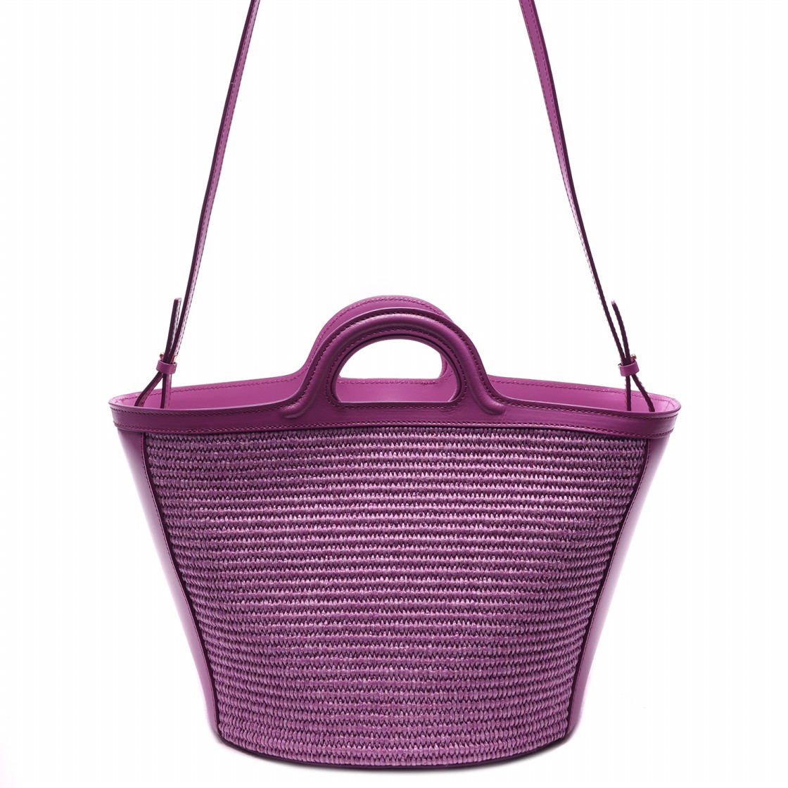 [25% 쿠폰] 마르니 레더 & 라피아 트로피칼리아 스몰백 라이트 라일락([25% 쿠폰] Marni Leather & Raffia Tropicalia Small Bag Light Lilac) - 4