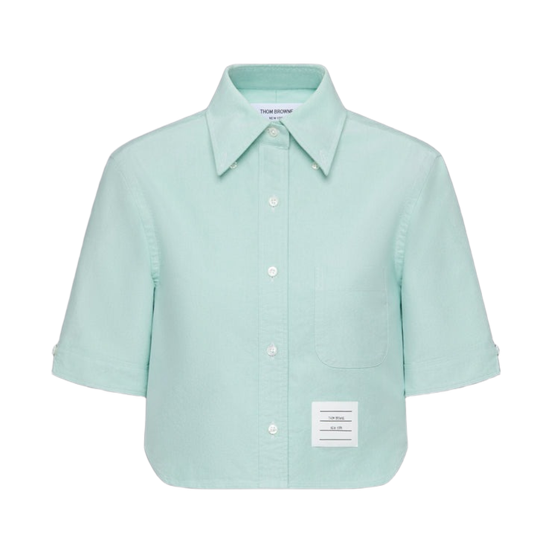 FLL205A-02188-350 (W) Thom Browne Oxford Cropped Short Sleeve Shirt Green