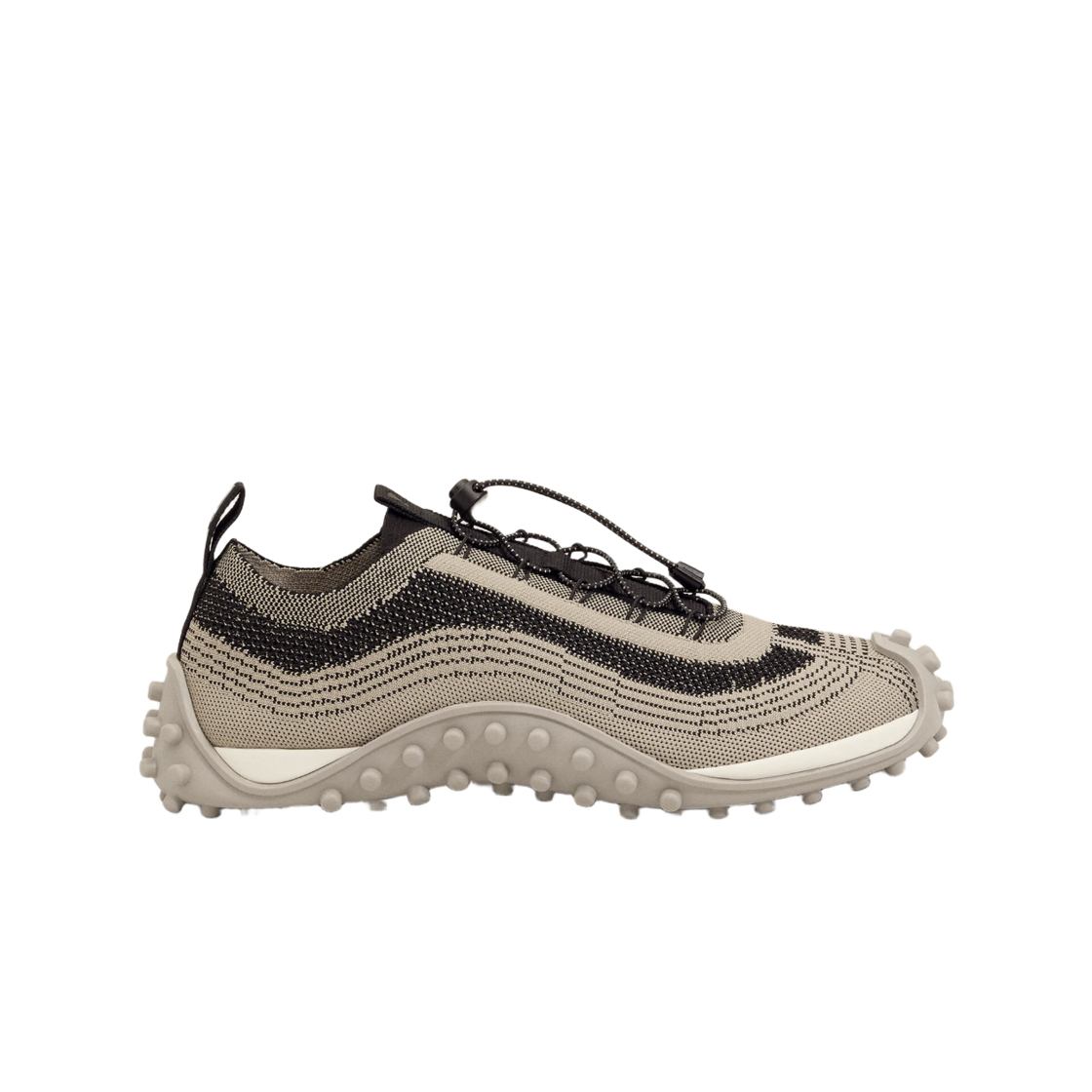 아미 베이지 니트 미라지 스니커즈 토프 베이지 블랙(AMI Beige Knit Mirage Sneakers Taupe Beige Black)