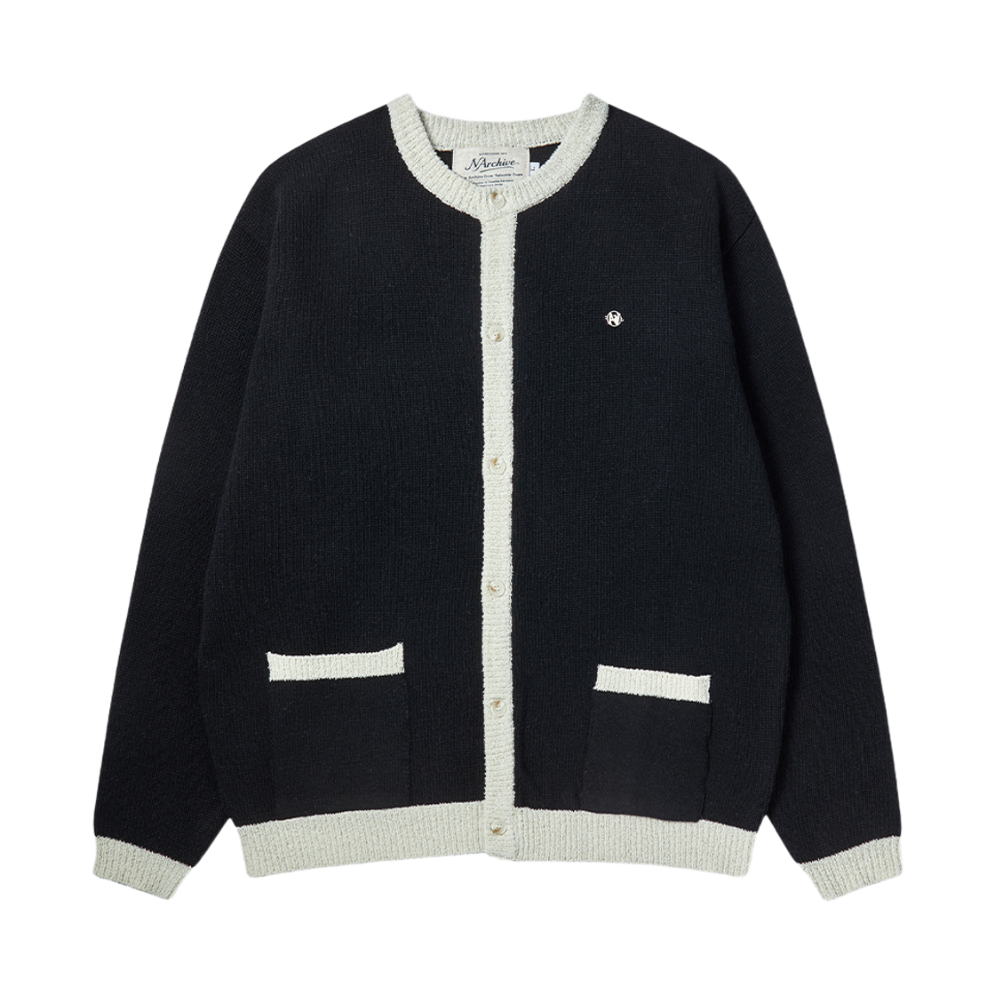 엔 아카이브 소프트 트위드 아카이브 라운드 가디건 블랙