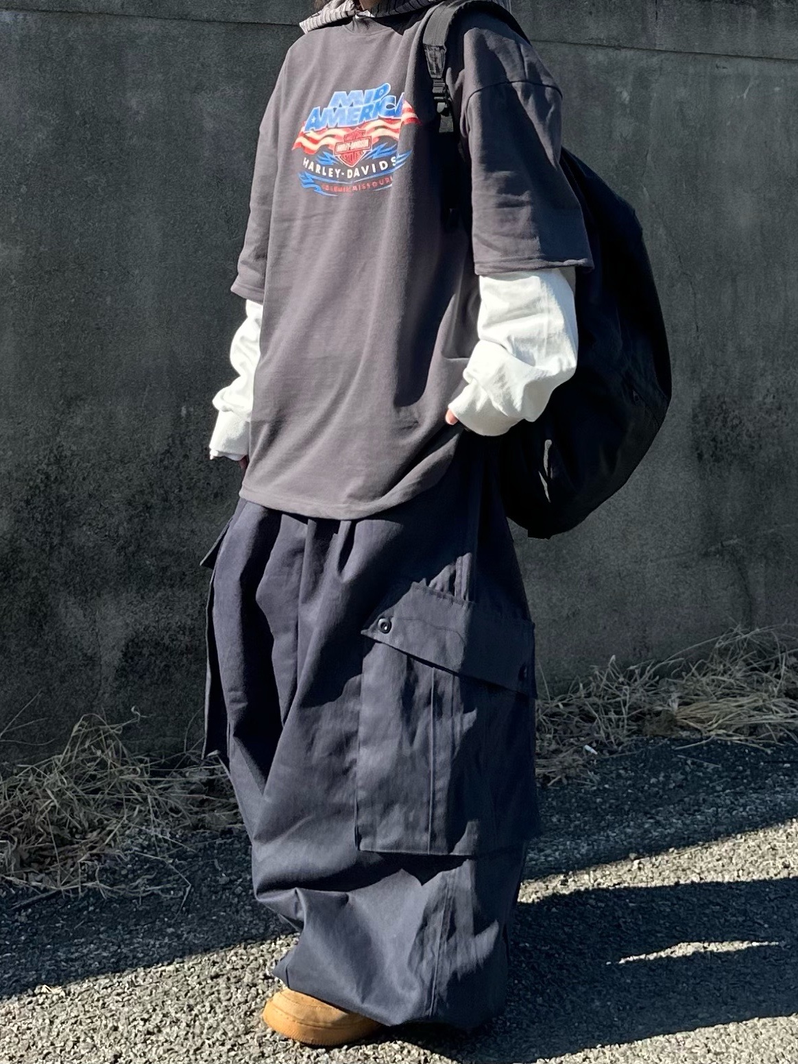 (W) Nike Air Force 1 '07 WB Flax Wheat, CDG Backpack Black 착용 스타일 - 4