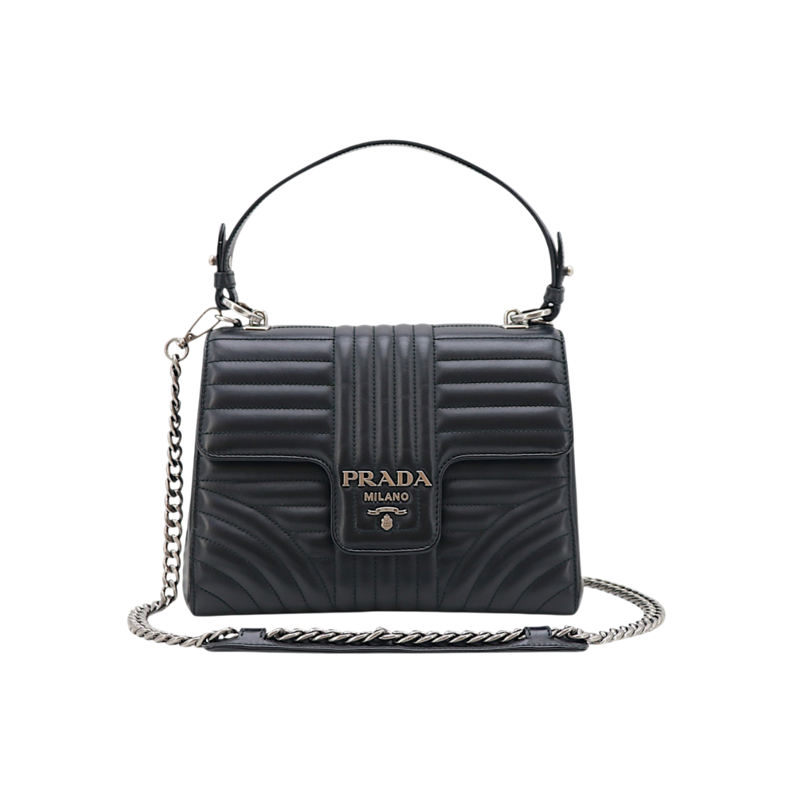IT3NFPLA9WPV Prada Diagram Top Handle Shoulder Bag 1BA196