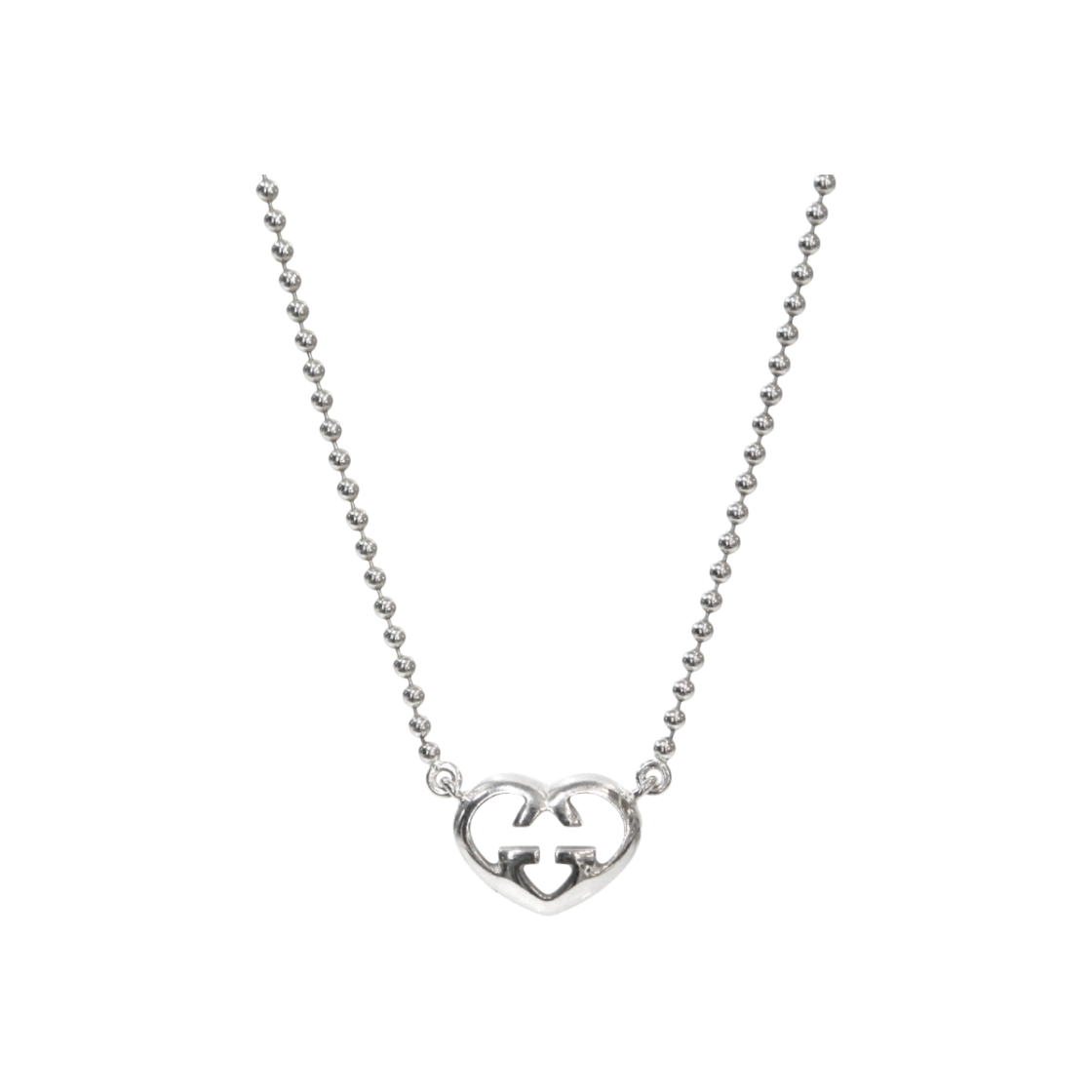 구찌 하트 인터로킹 G 실버 목걸이 A-B49641(Gucci Heart Interlocking G Silver Necklace A-B49641)