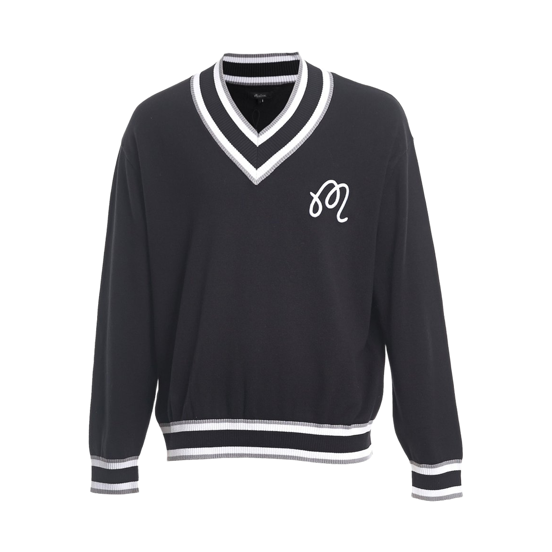 말본 골프 바비 브이넥 니트 스웨터 블랙(Malbon Golf Bobby V-Neck Knit Sweater Black) - 1