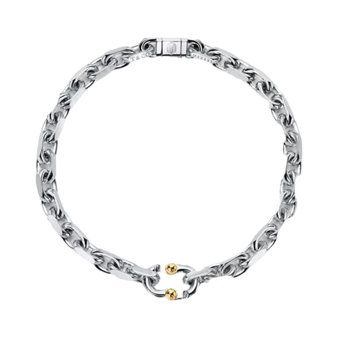 티파니 앤 코 티파니 1837 Makers 네로우 체인 브레이슬릿 스털링 실버 앤 18K 골드(Tiffany & Co. Tiffany 1837 Makers Narrow Chain Bracelet Sterling Silver and 18K Gold) - 1