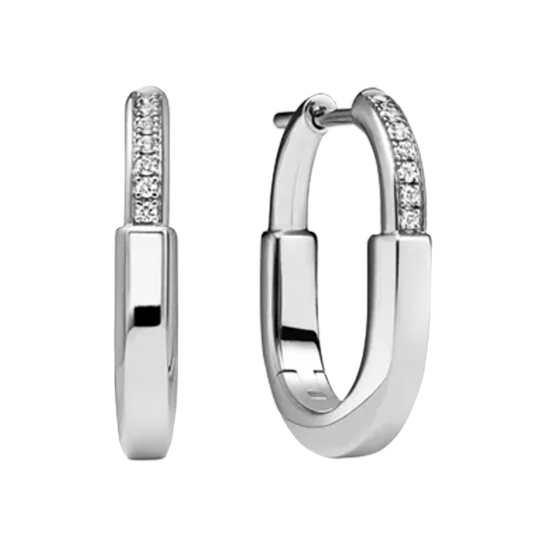 74366082 Tiffany & Co. Tiffany Lock Small Earrings White Gold with Diamonds