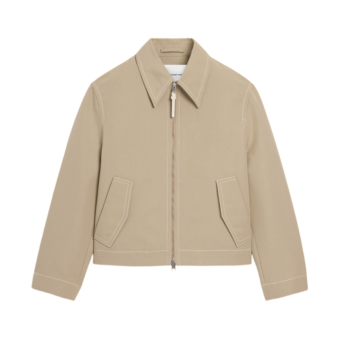 아미 베이지 코튼 지퍼 자켓 토프 베이지(AMI Beige Cotton Zipped Jacket Taupe Beige)