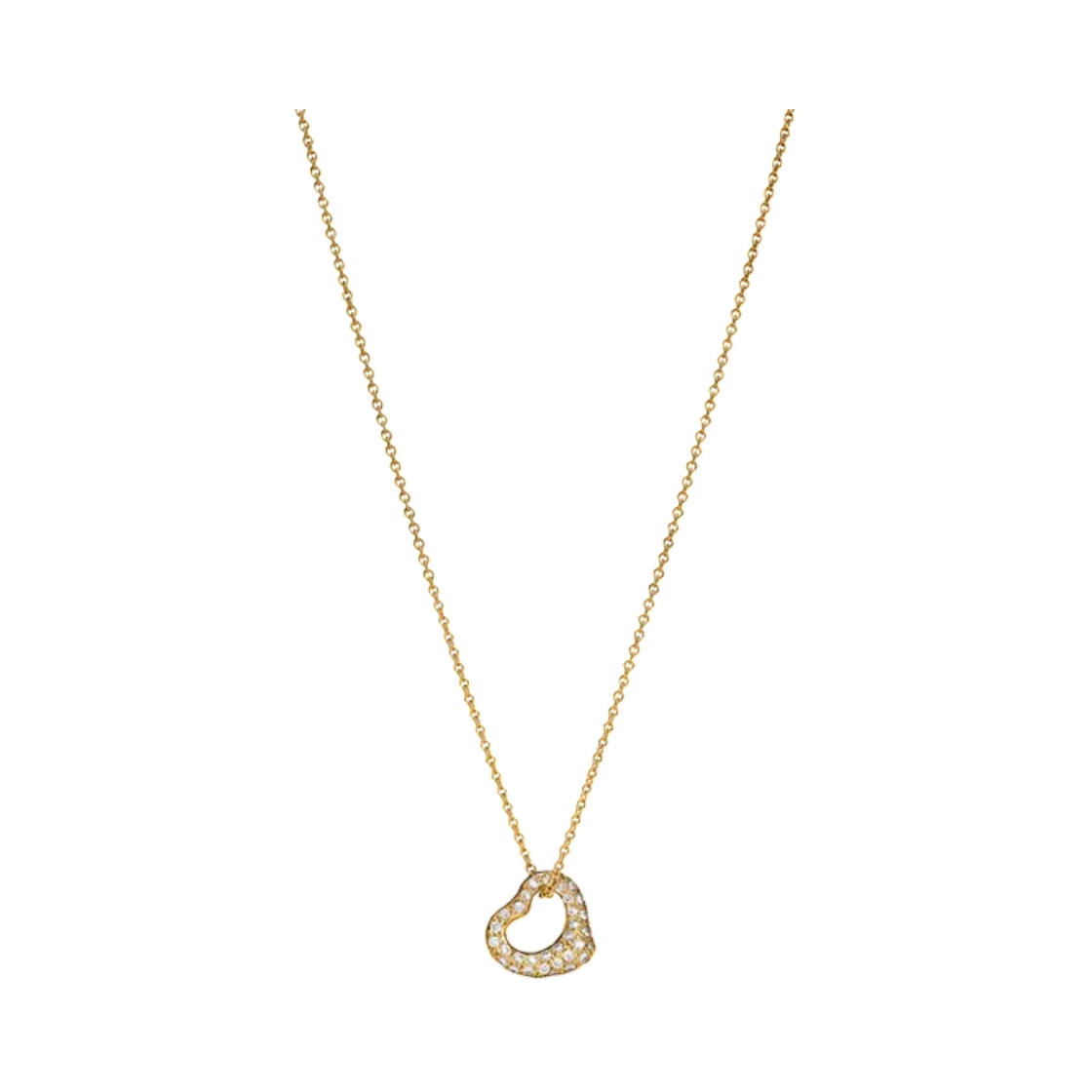티파니 앤 코 엘사 퍼레티 오픈 하트 펜던트 옐로우 골드 다이아몬드(Tiffany & Co. Elsa Peretti Open Heart Pendant Yellow Gold with Diamonds)