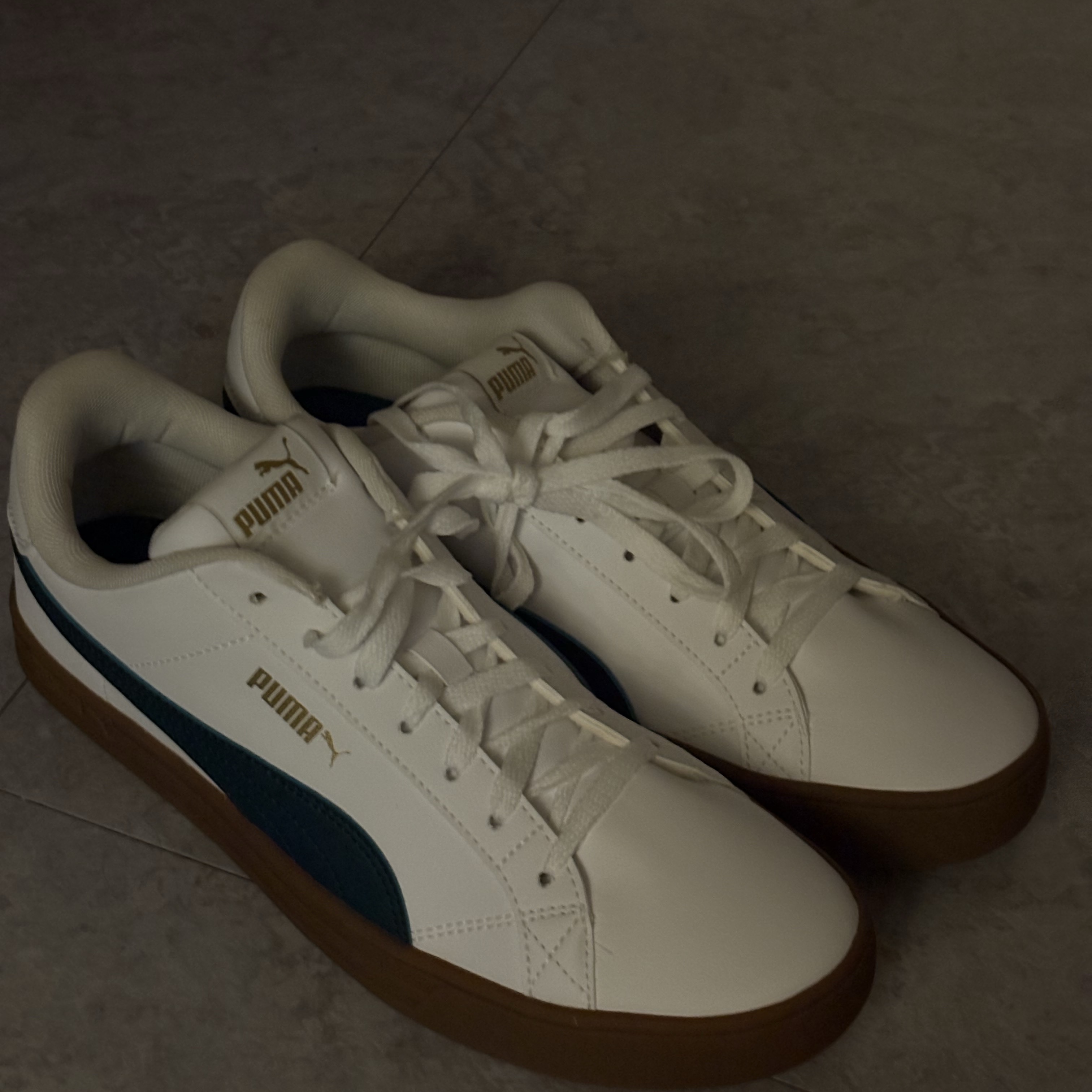 Puma Smash Vulc V3 Lo White Varsity Green 착용 스타일 - 1
