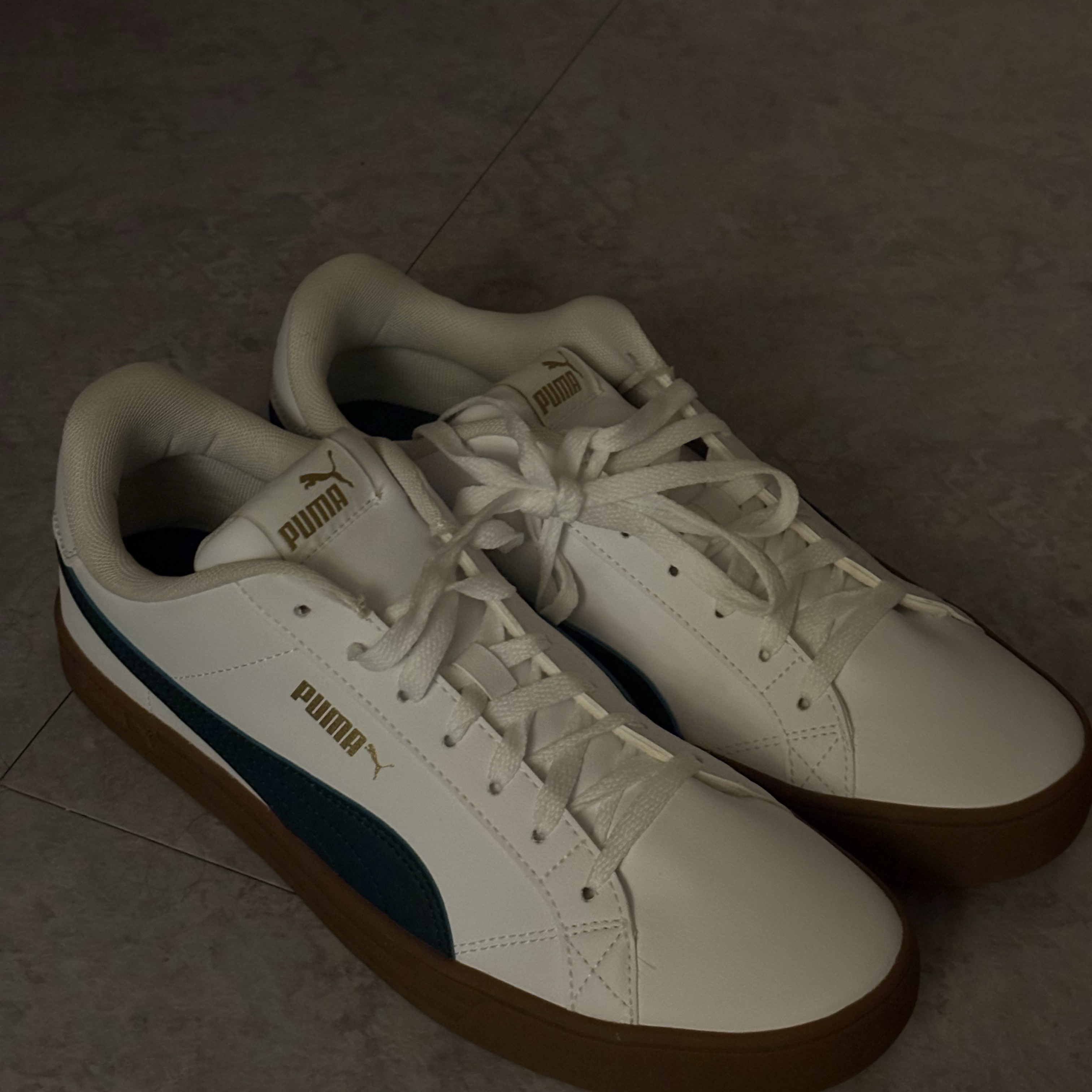 Puma Smash Vulc V3 Lo White Varsity Green 착용 스타일 - 2