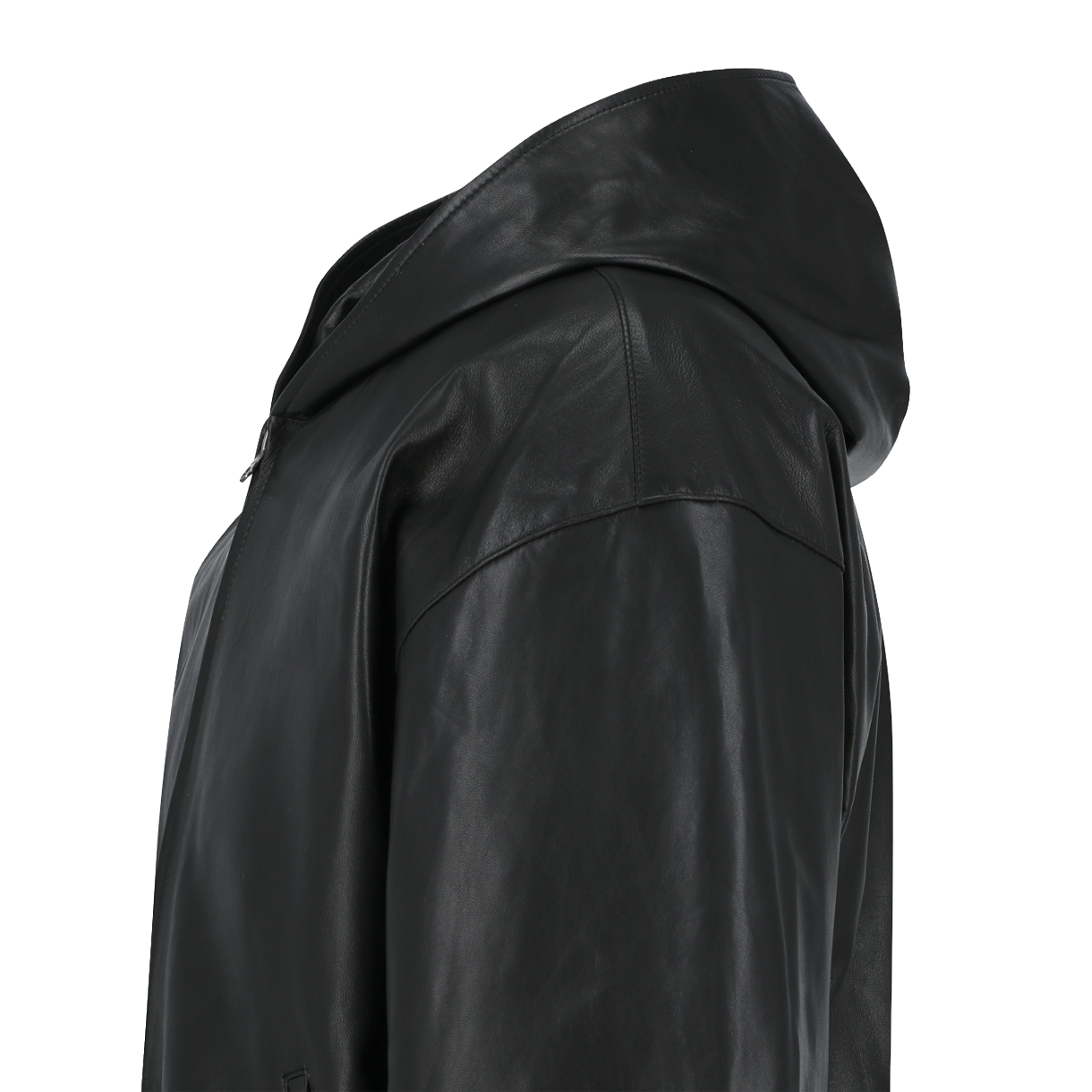 아모멘토 램 스킨 레더 후드 점퍼 블랙 - 26SS(Amomento Lamb Skin Leather Hood Jumper Black - 26SS) - 3