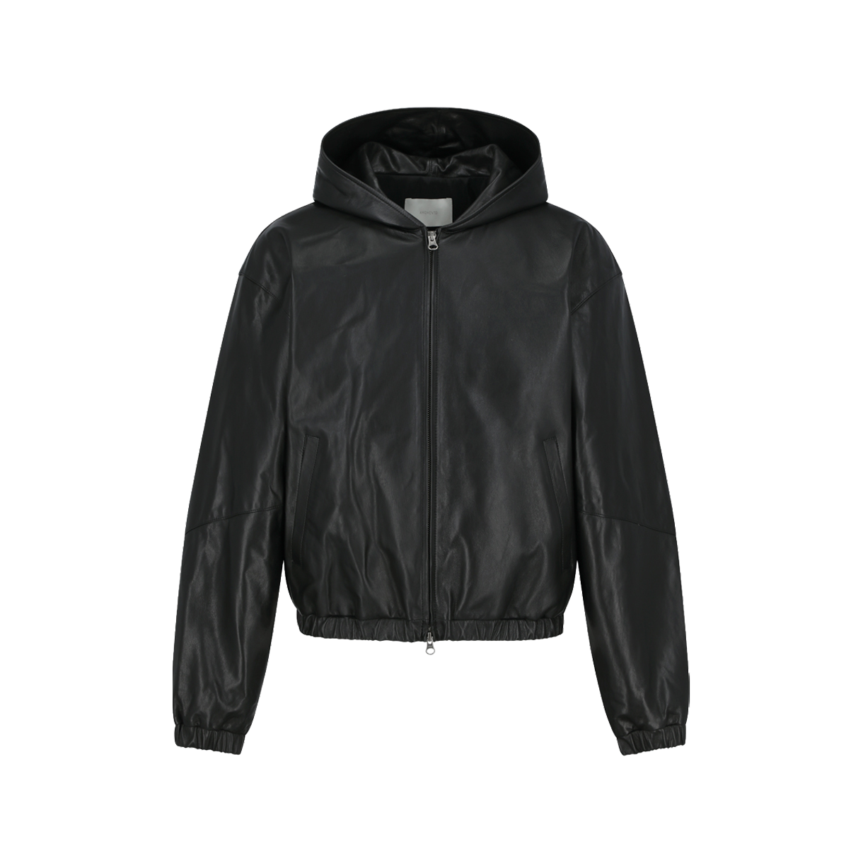 아모멘토 램 스킨 레더 후드 점퍼 블랙 - 26SS(Amomento Lamb Skin Leather Hood Jumper Black - 26SS)