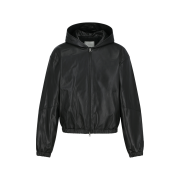Amomento Lamb Skin Leather Hood Jumper Black - 26SS