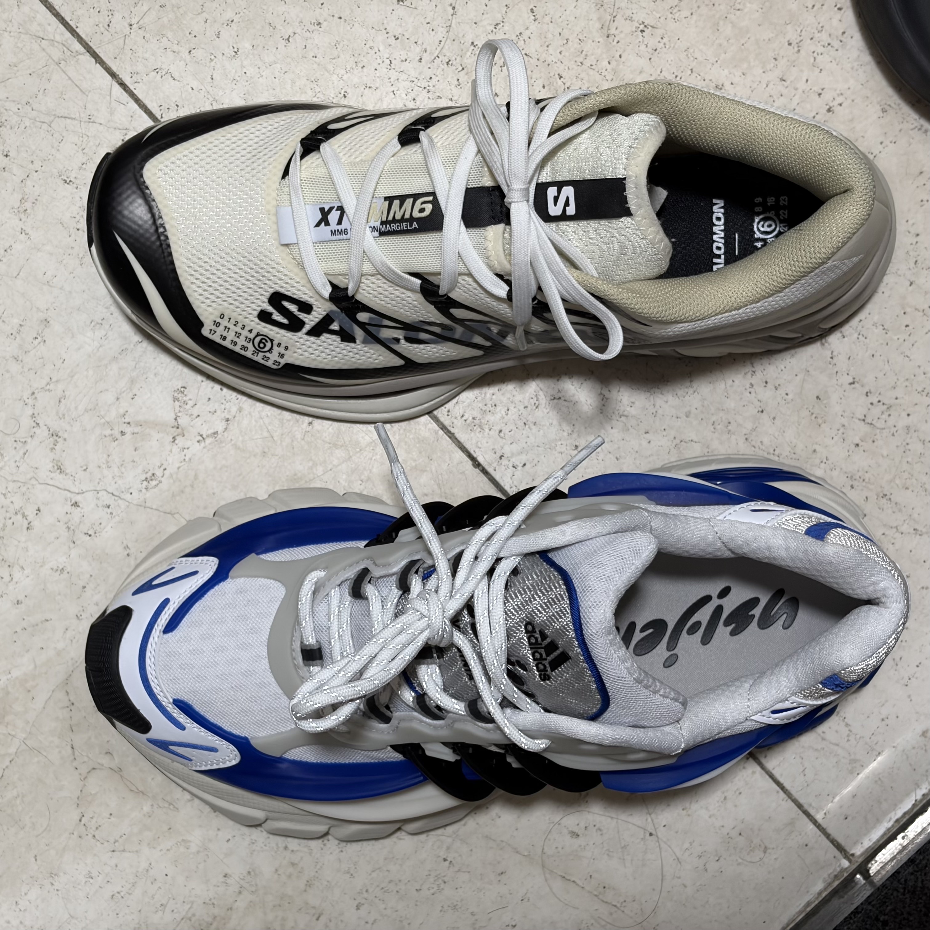 Adidas x Pharrell Williams Virginia Adistar Jellyfish Royal Blue Core Black, Salomon x MM6 Maison Margiela XT-MM6 Vanilla Ice Black 착용 스타일 - 2