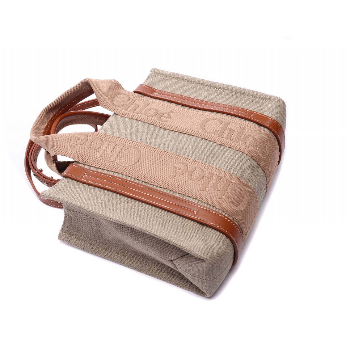 [20% 쿠폰] 끌로에 린넨 스몰 우디 토트백 소프트 탄([20% 쿠폰] Chloe Small Woody Tote Bag in Linen Soft Tan) - 5