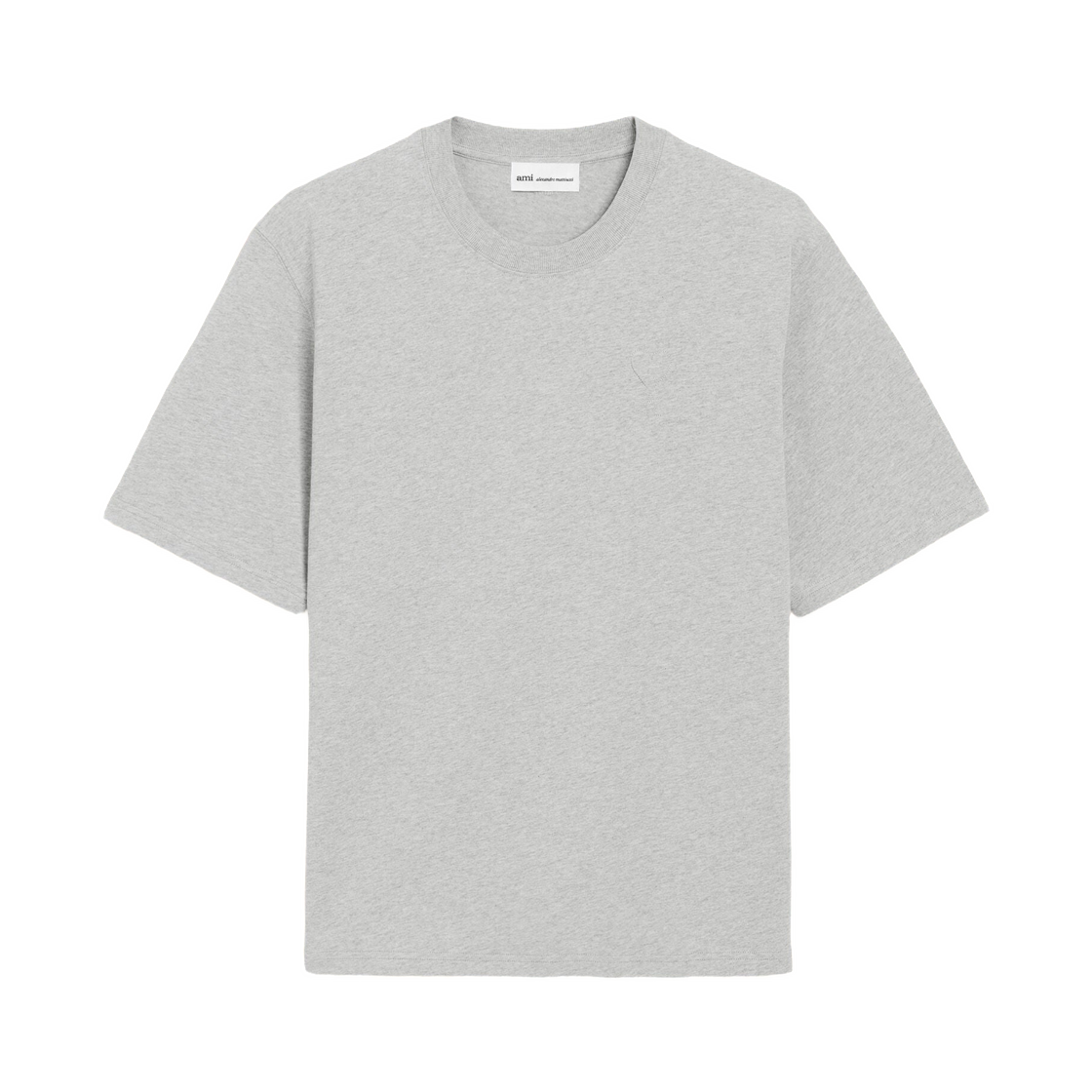 UTS357-726-0951 AMI Grey Cotton Ami De Coeur Embossed T-Shirt Heather Ash Grey
