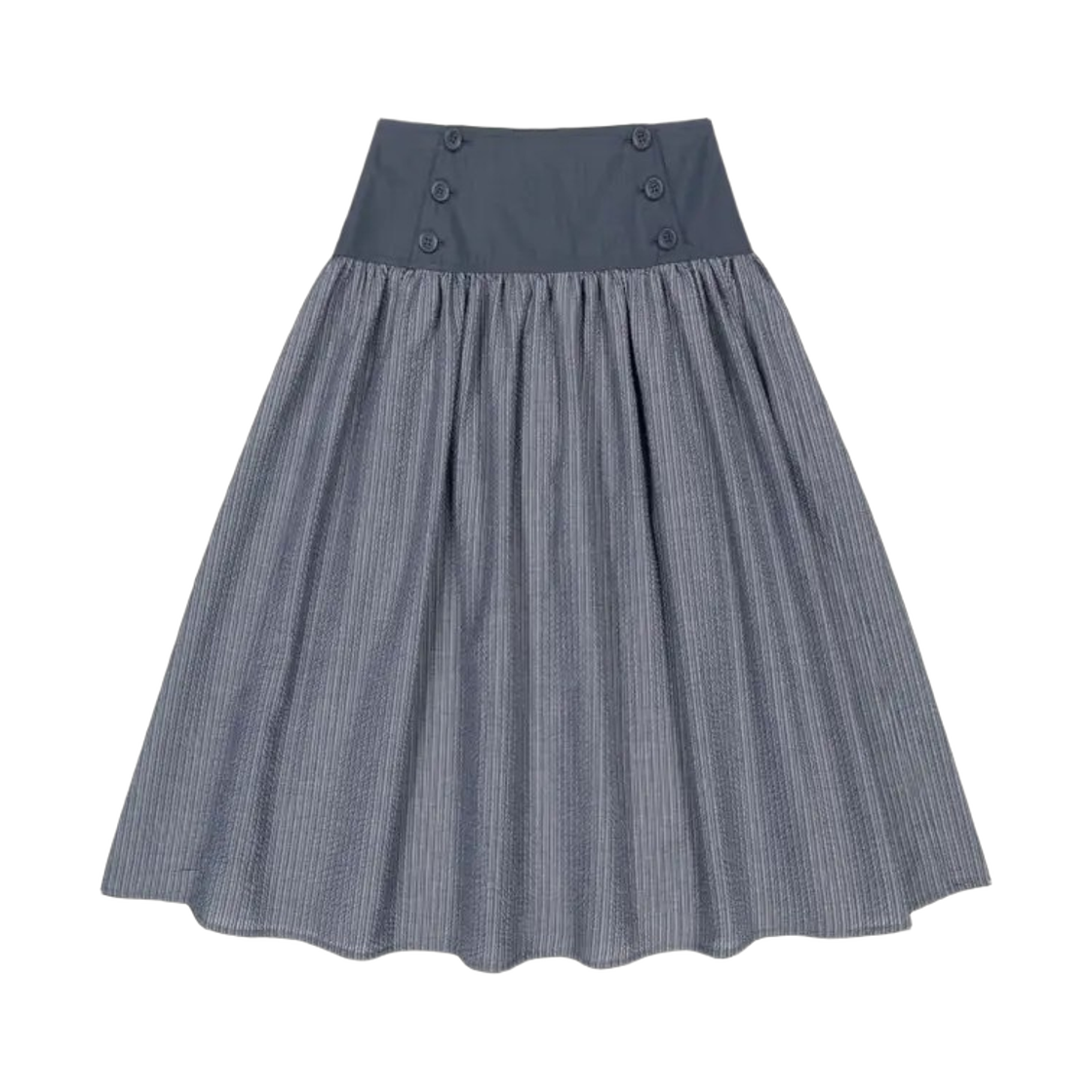- (W) Coyseio Double Button Stripe Skirt Navy