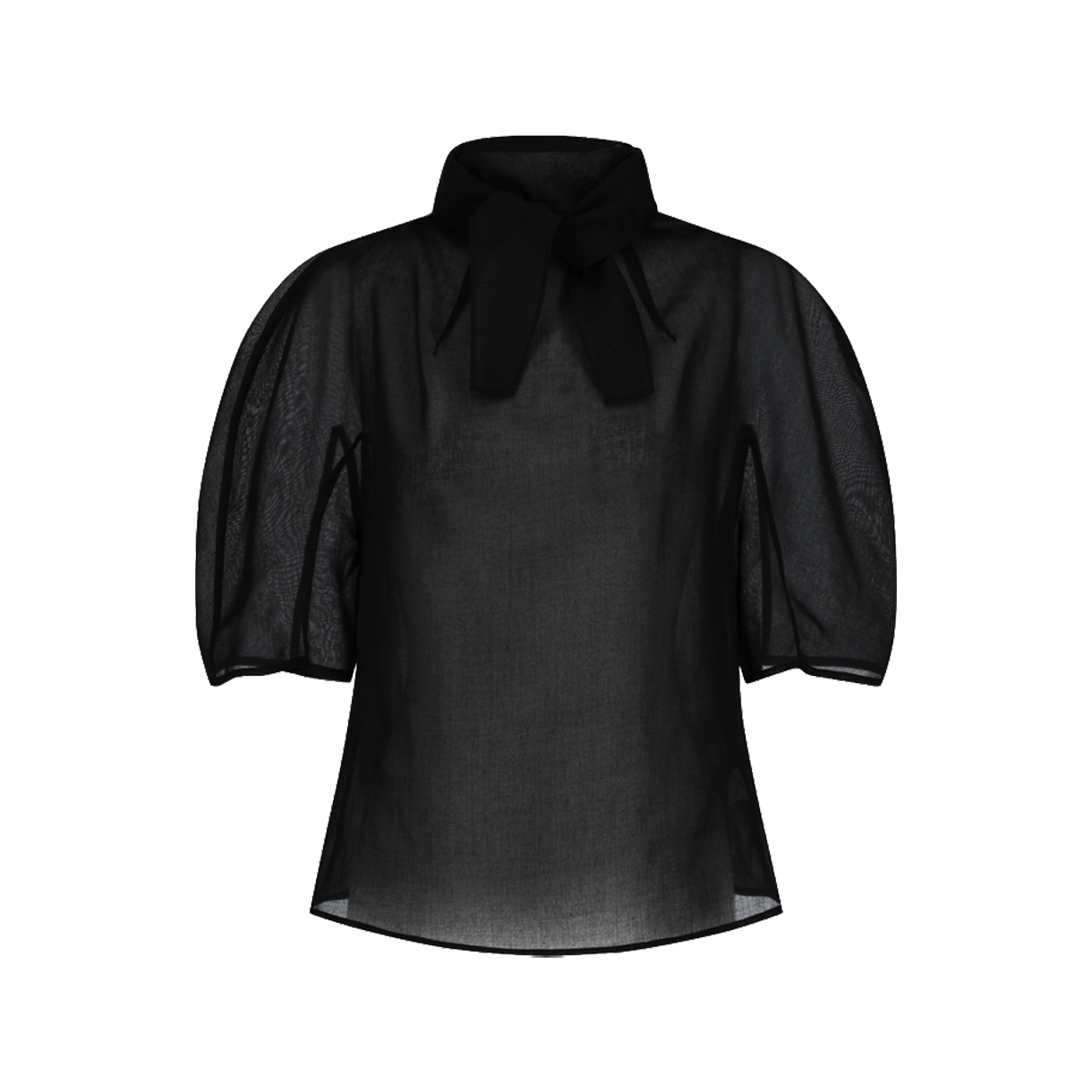 아모멘토 우먼 노티드 칼라 탑 블랙 - 26SS(Amomento Women Knotted Collar Top Black - 26SS)