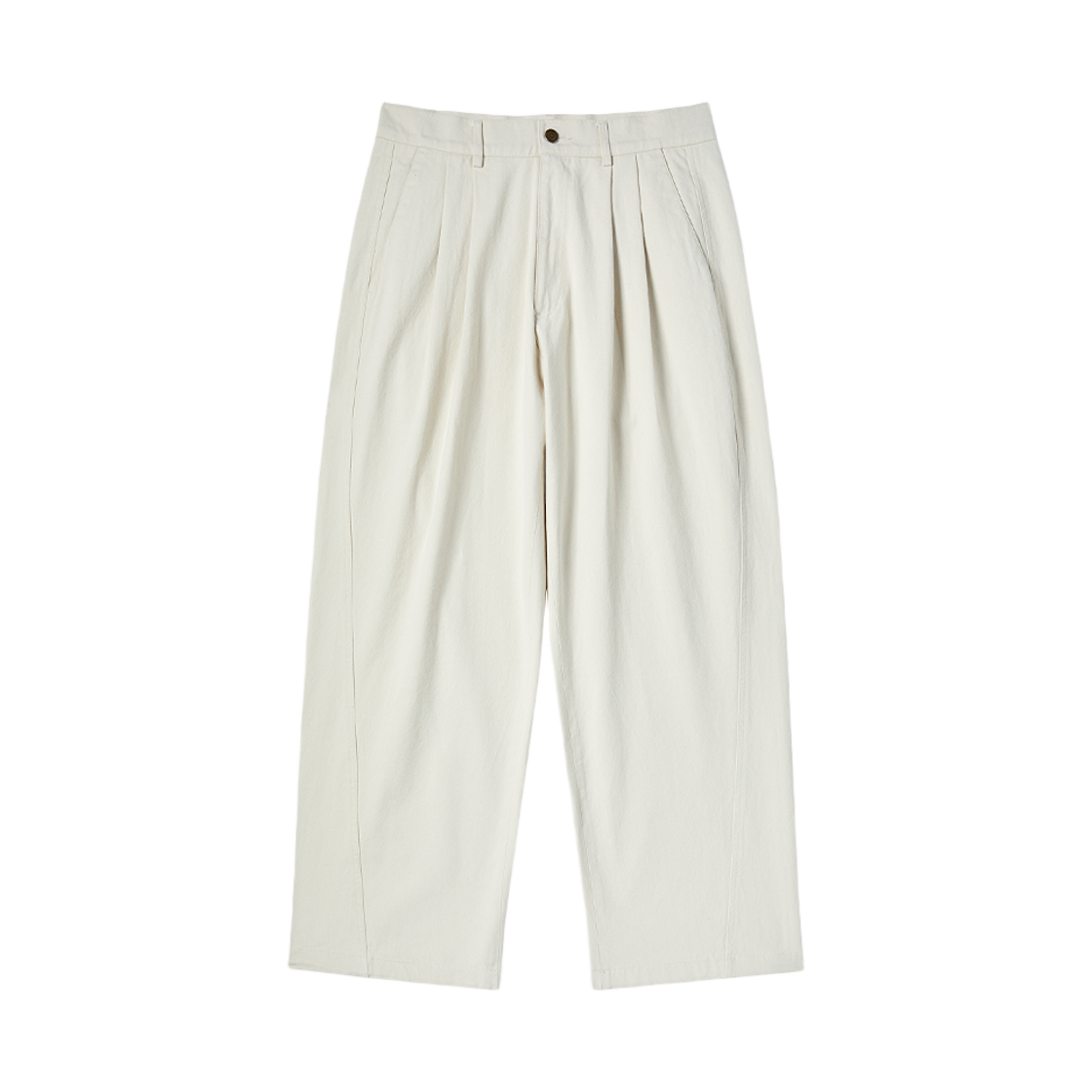 엔 아카이브 스트럭처드 코튼 커브드 팬츠 크림