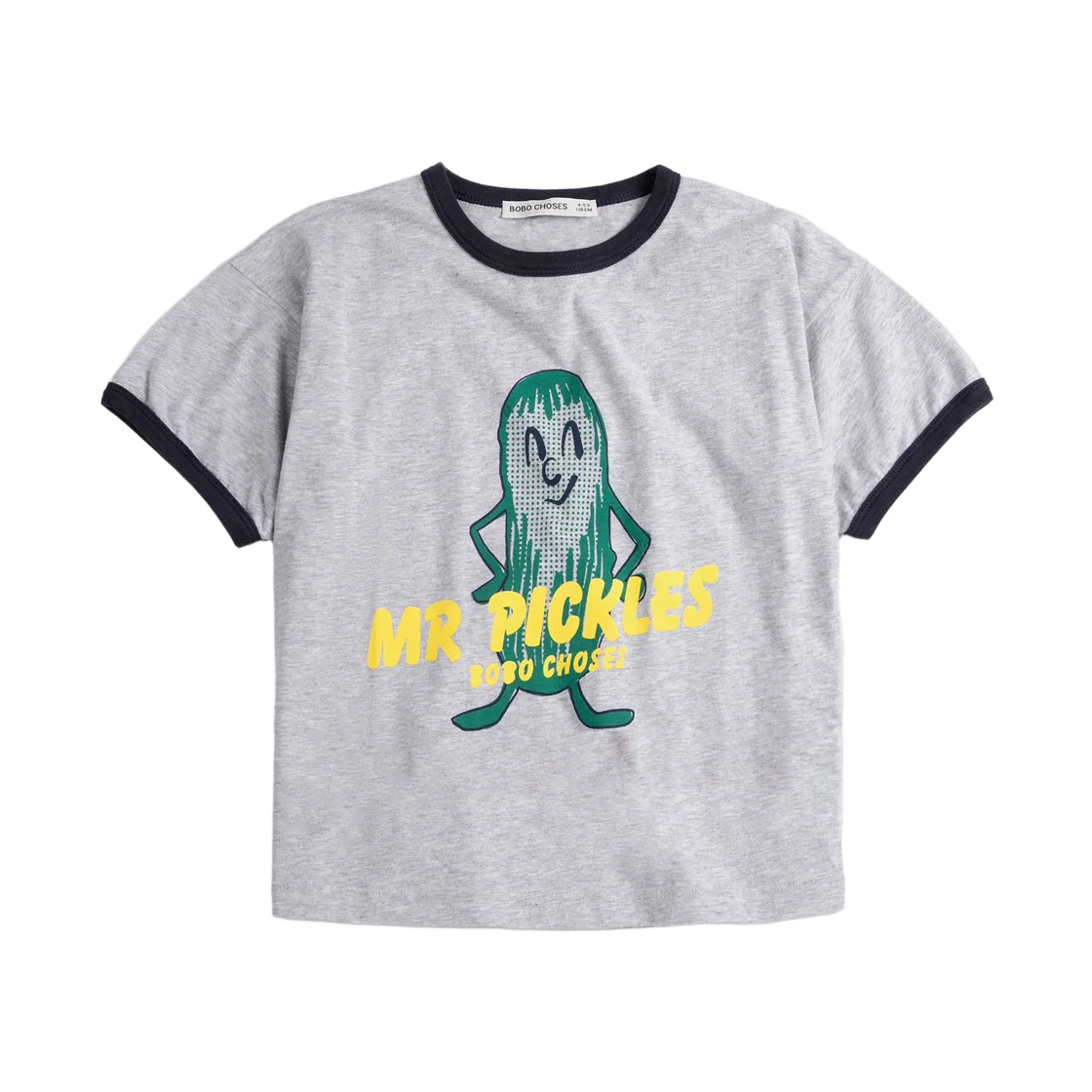 (키즈) 보보쇼즈 미스터 피클 티셔츠 헤더 그레이((Kids) Bobo Choses Mr Pickles T‑shirt Heather Grey) - 1