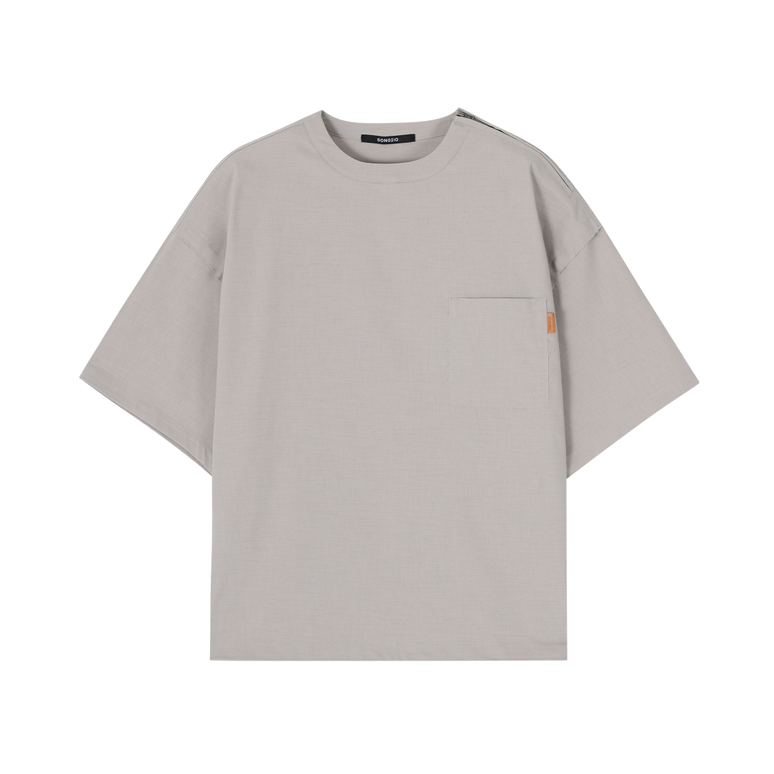 SI3TS706KG SONGZIO COLLECTION Embroidered Polyptych Woven T Shirt Khaki Grey