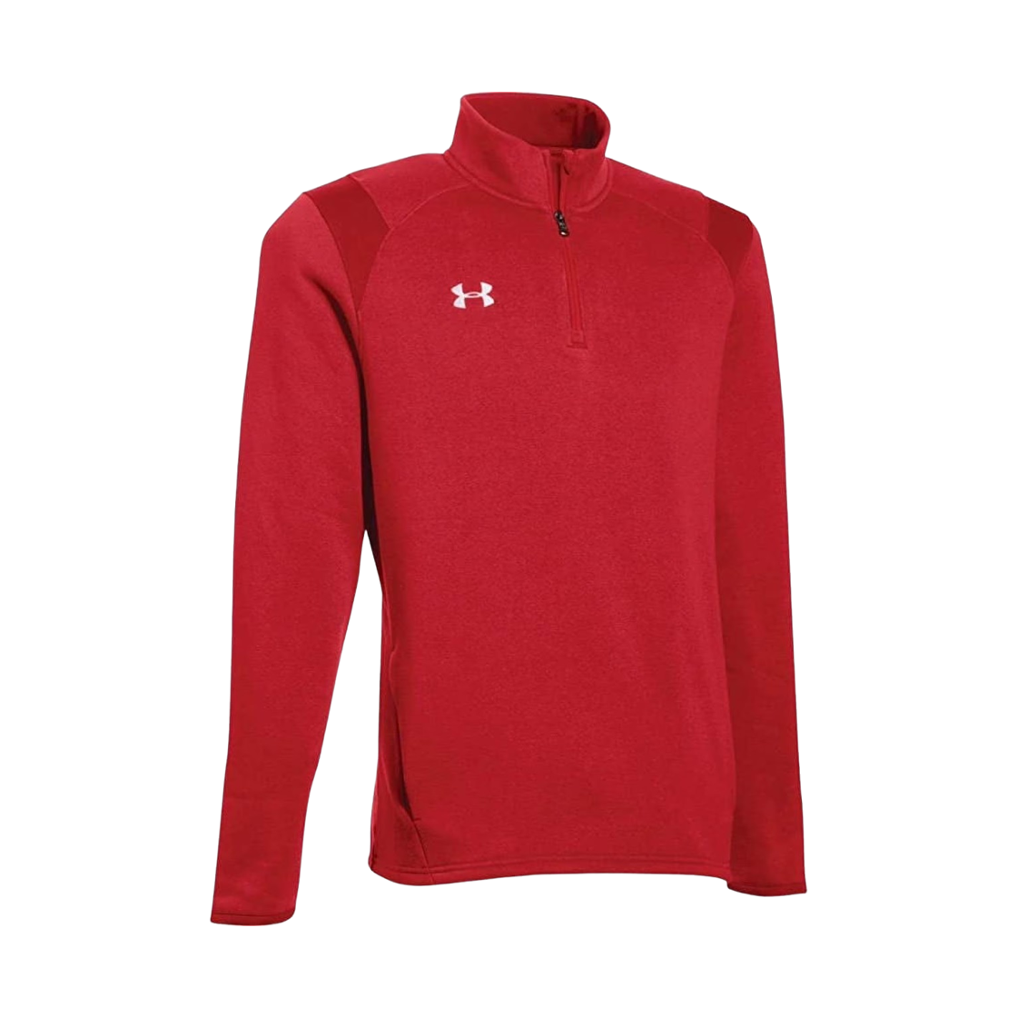 1310071-600 Under Armour Hustle Fleece 1/4 Zip Long Sleeve T-Shirt Red White