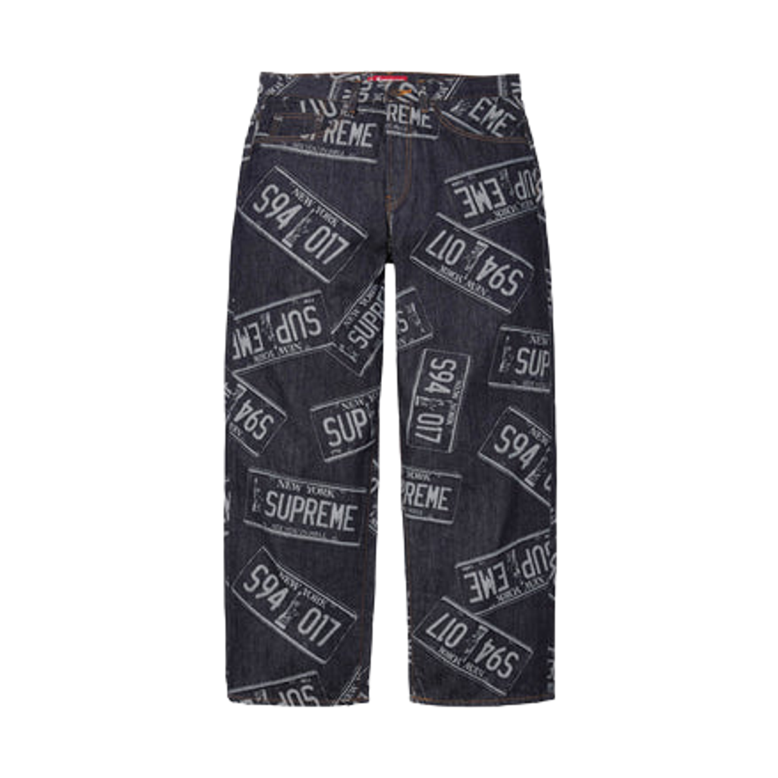 - Supreme License Plate Baggy Jean Rigid Indigo - 26SS