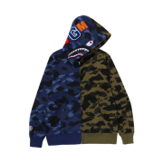 BAPE Split Camo Shark Full Zip Hoodie Navy