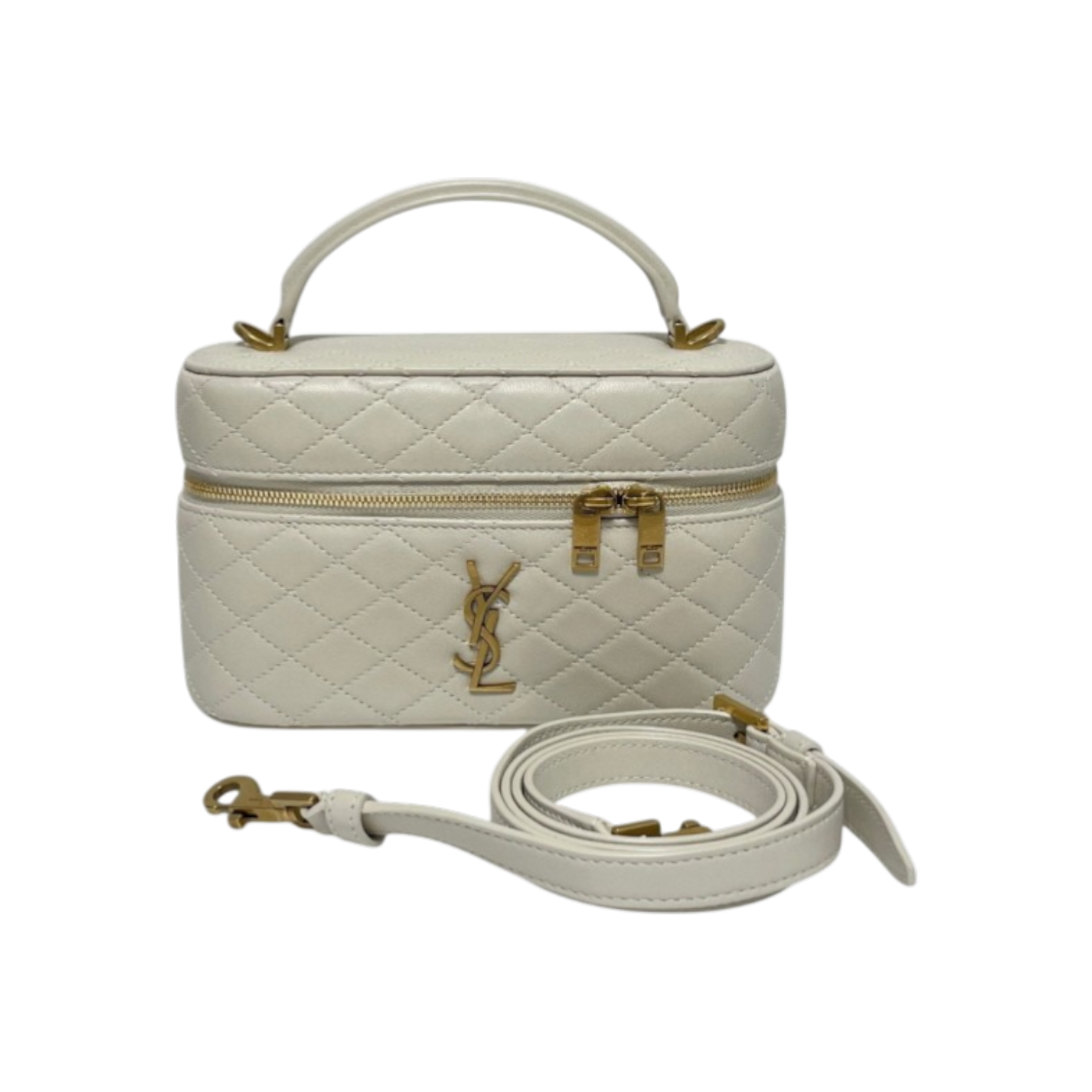 ITM7NU8CJ2W6 Saint Laurent 766731 Blanc Vintage Gabie Vanity Tote & Shoulder Bag H00249