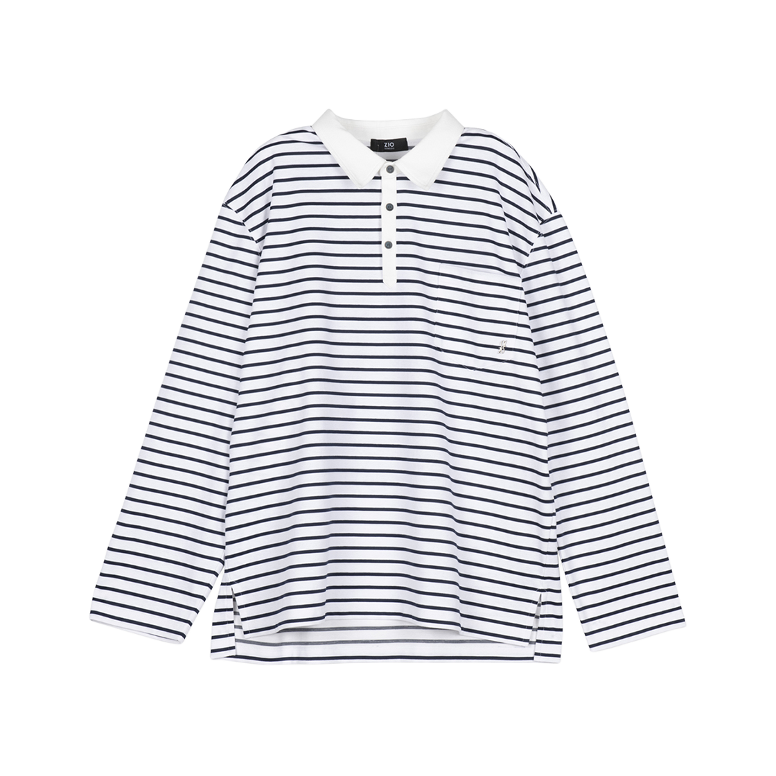 지오송지오 컬렉션 라울 뒤피 스트라이프 카라 롱 슬리브 네이비 BI2TS209NY